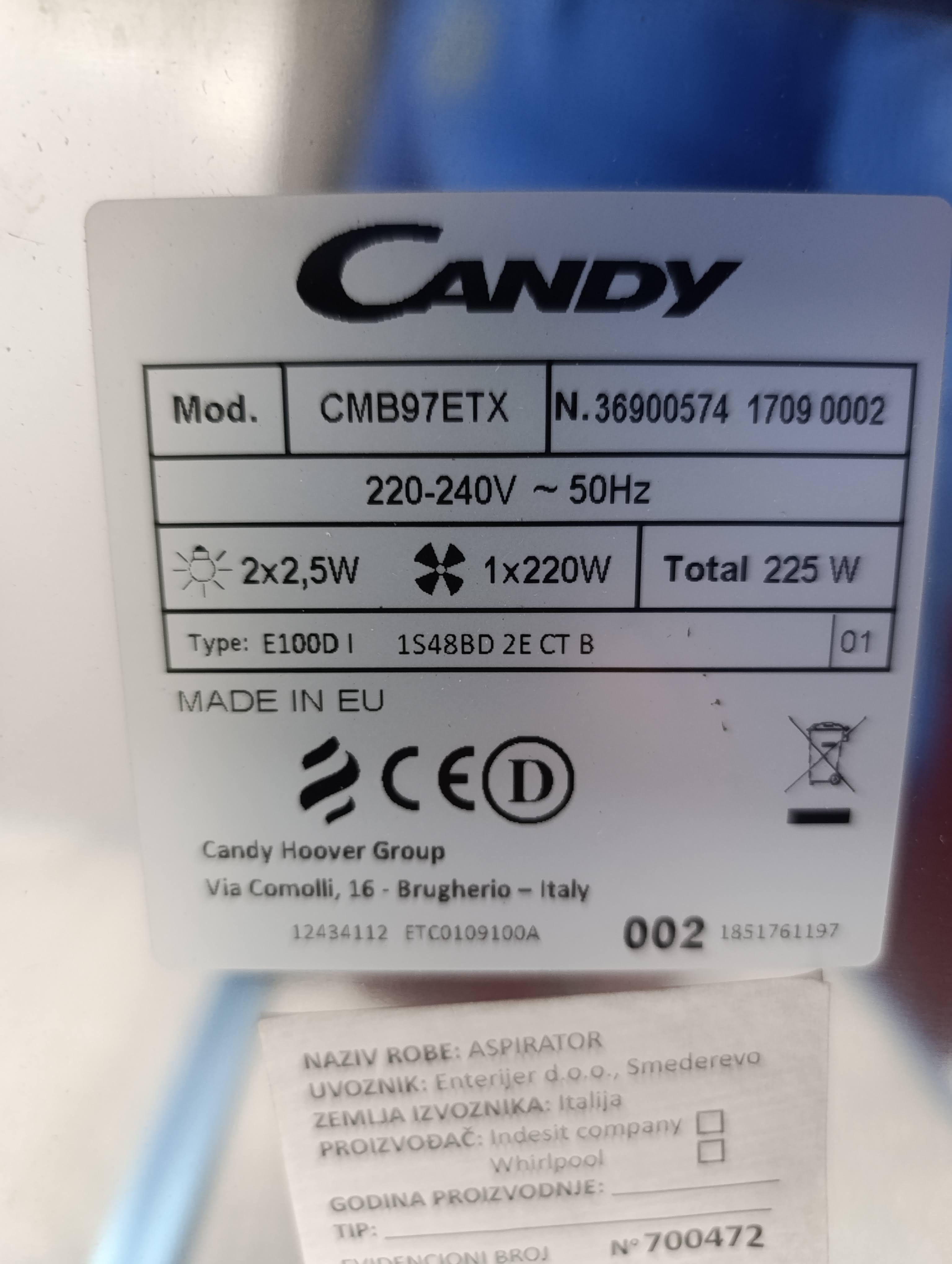 Aspirator Candy CMB CMB 97ETX, 90 cm