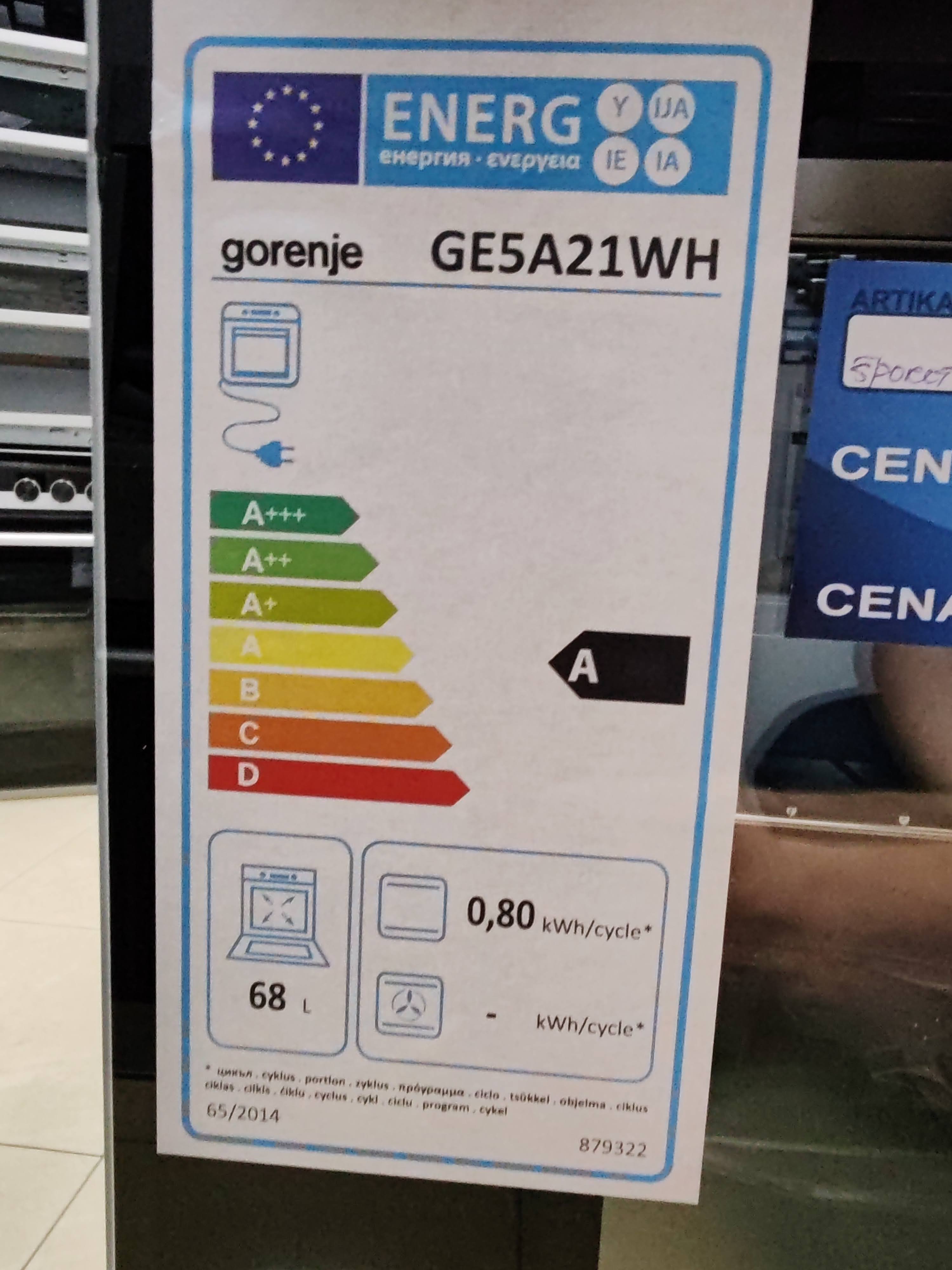 Elektricni Sporet Gorenje GE5A21WH , 50 cm.