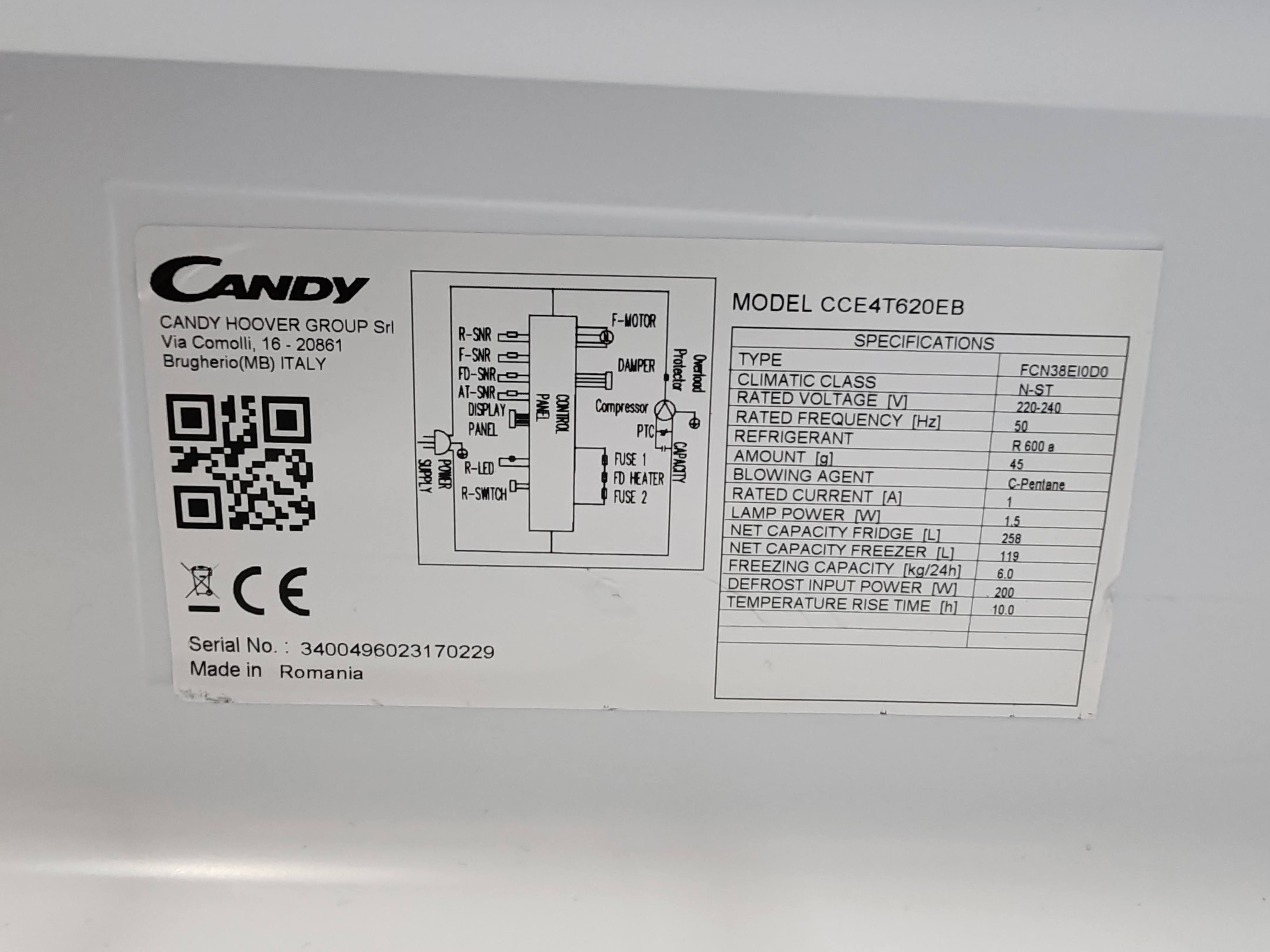 Frižider Candy CCE4T620EB , 200 cm. 