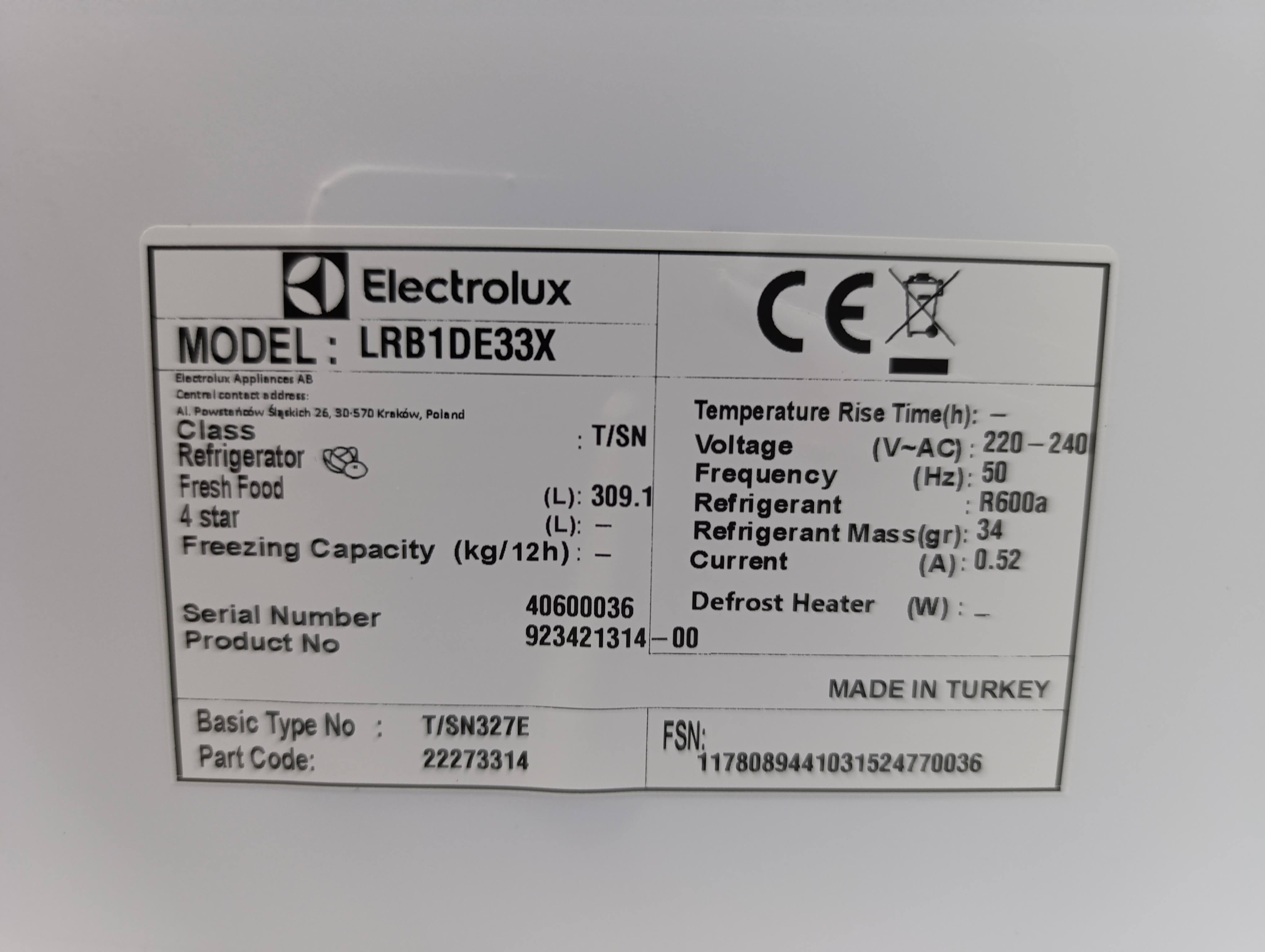 Frižider Electrolux LRB1DE33X , 155 cm.