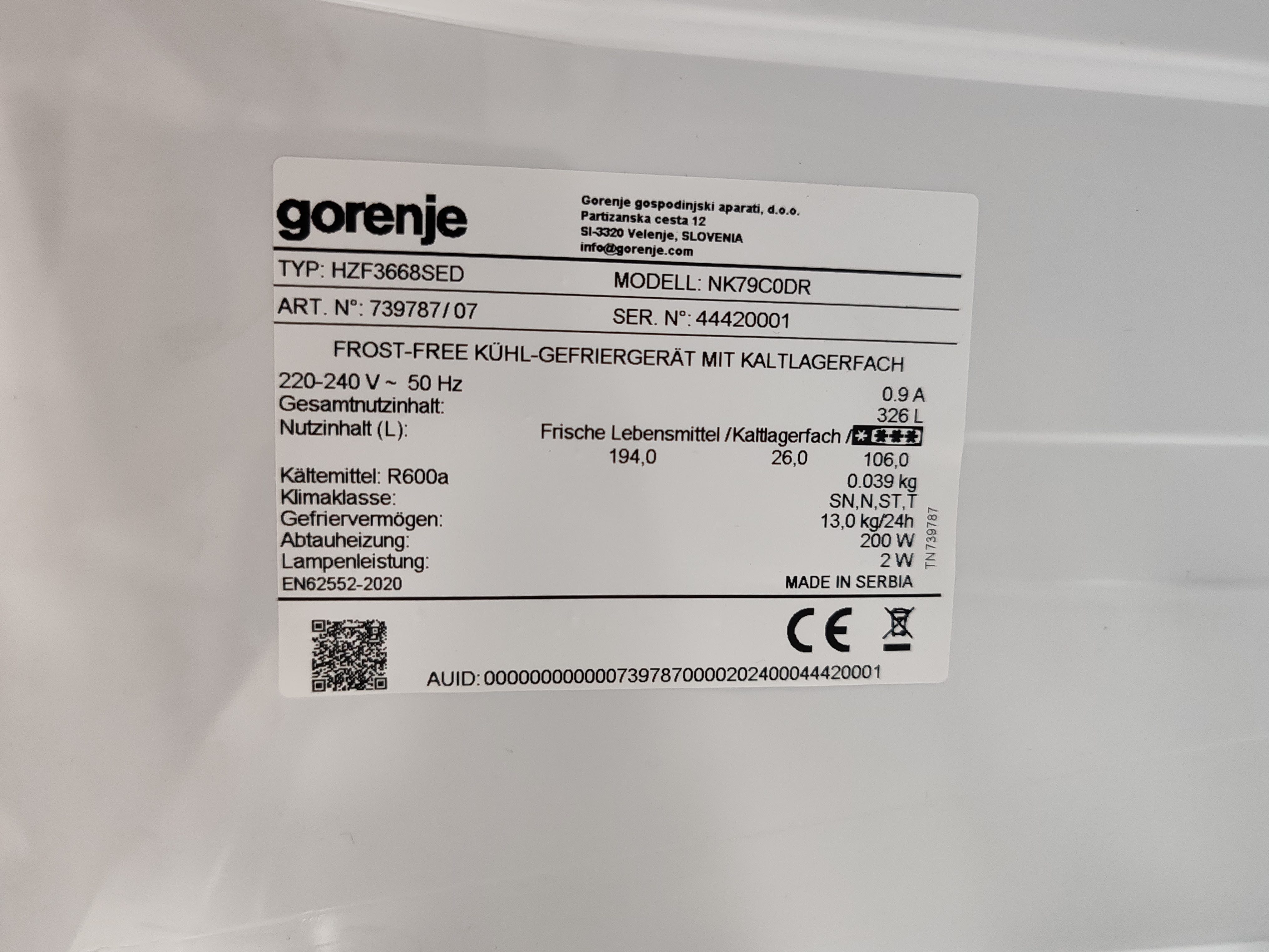 Frižider Gorenje NK79C0DR , 185cm.