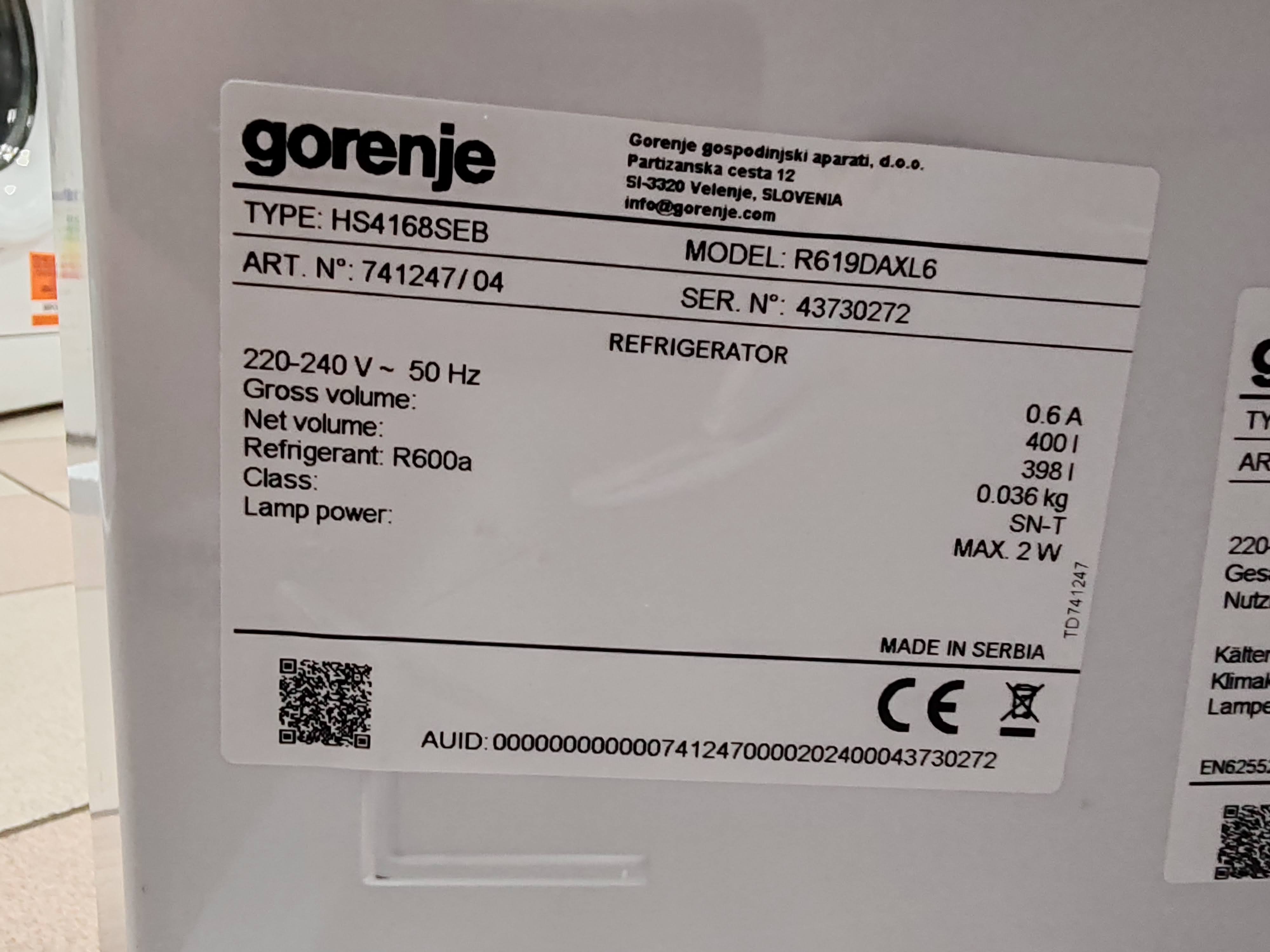 Frižider Gorenje R619DAXL6 , 185 cm.