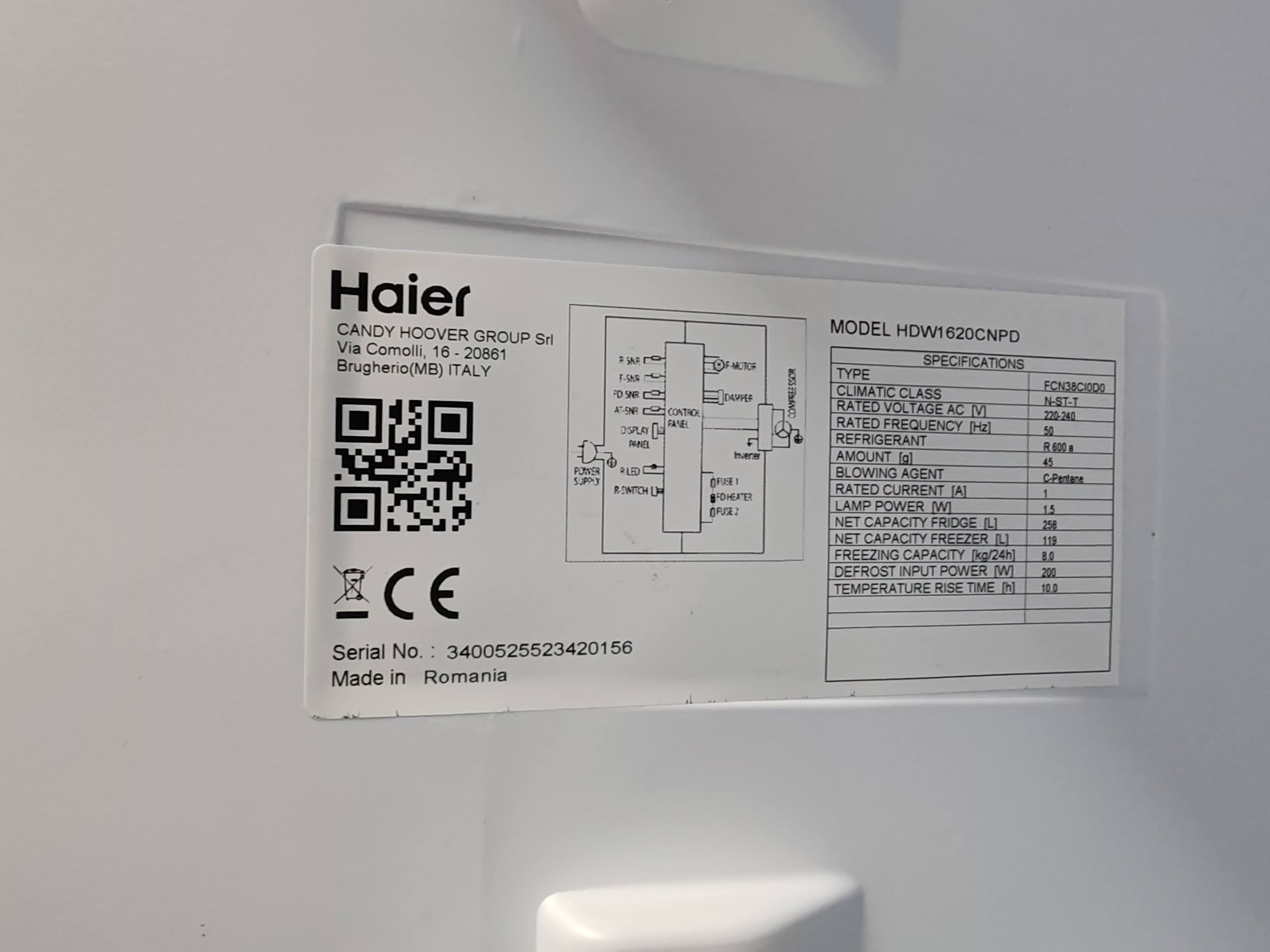 Frižider Haier HDW1620CNPD , 200 cm, No Frost