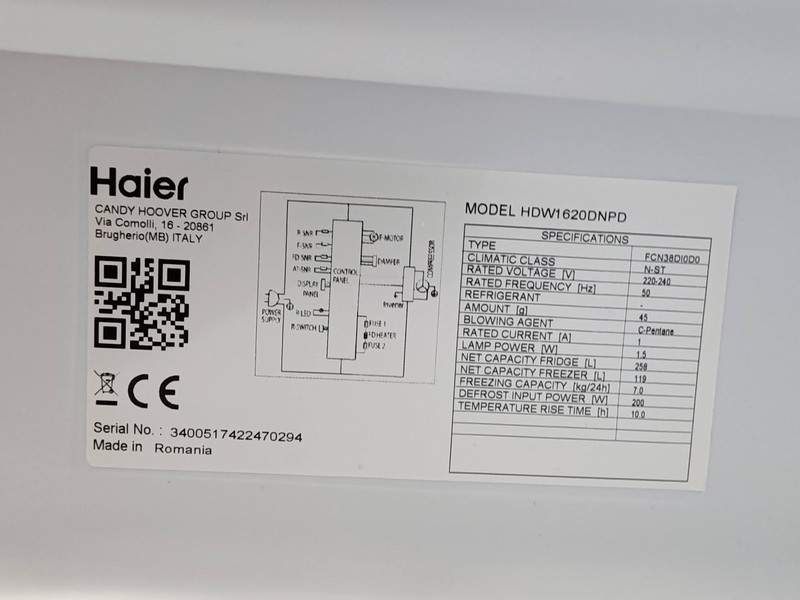 Frižider Haier HDW1620DNPD , 200 cm, No Frost