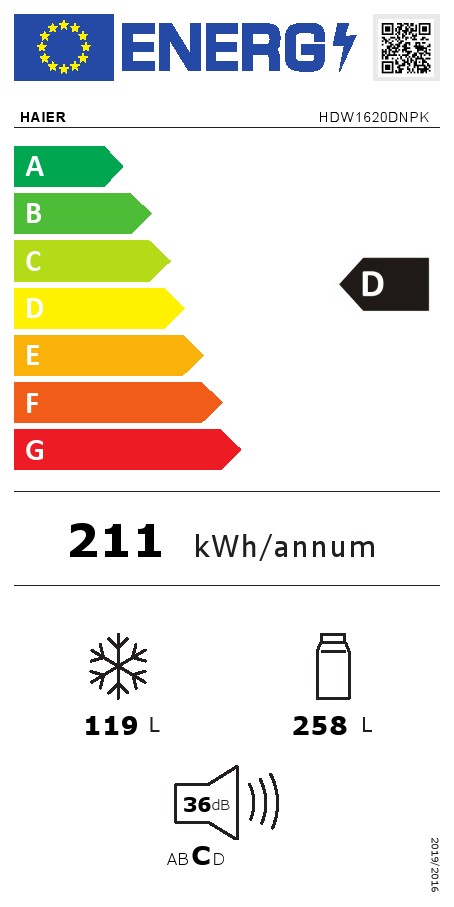 Frižider Haier HDW1620DNPK , 200 cm, No Frost