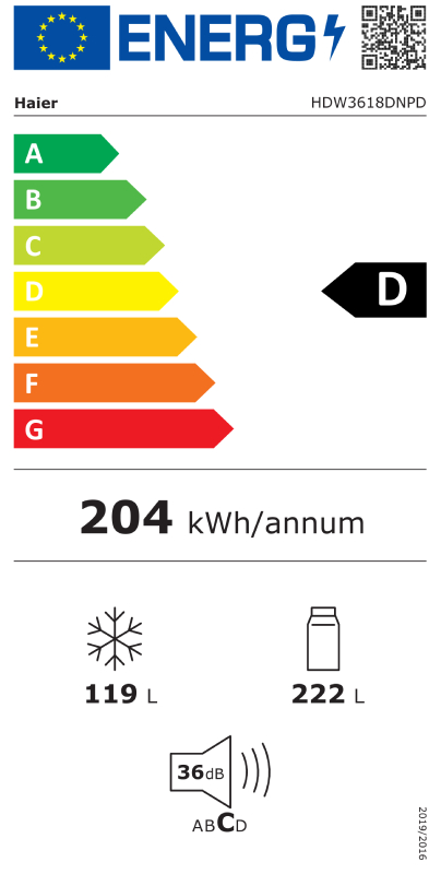 Frižider Haier HDW3618DNPD , 185 cm, No Frost