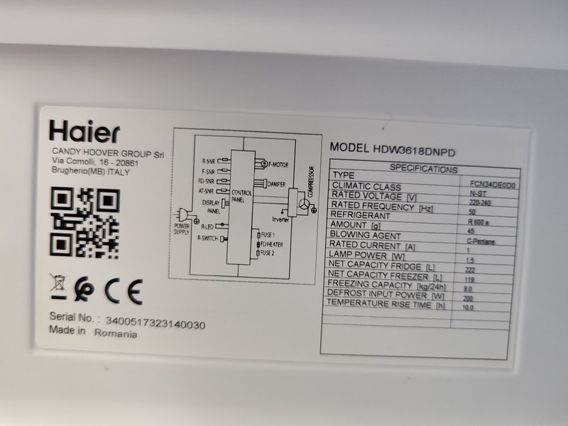 Frižider Haier HDW3618DNPD , 185 cm, No Frost