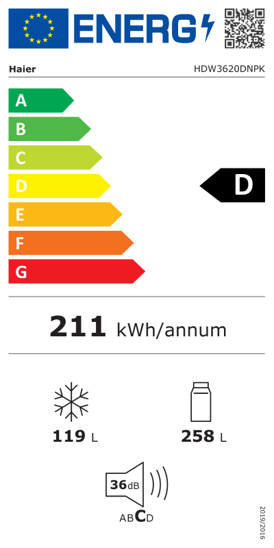 Frižider Haier HDW3620DNPK , 200 cm, No Frost