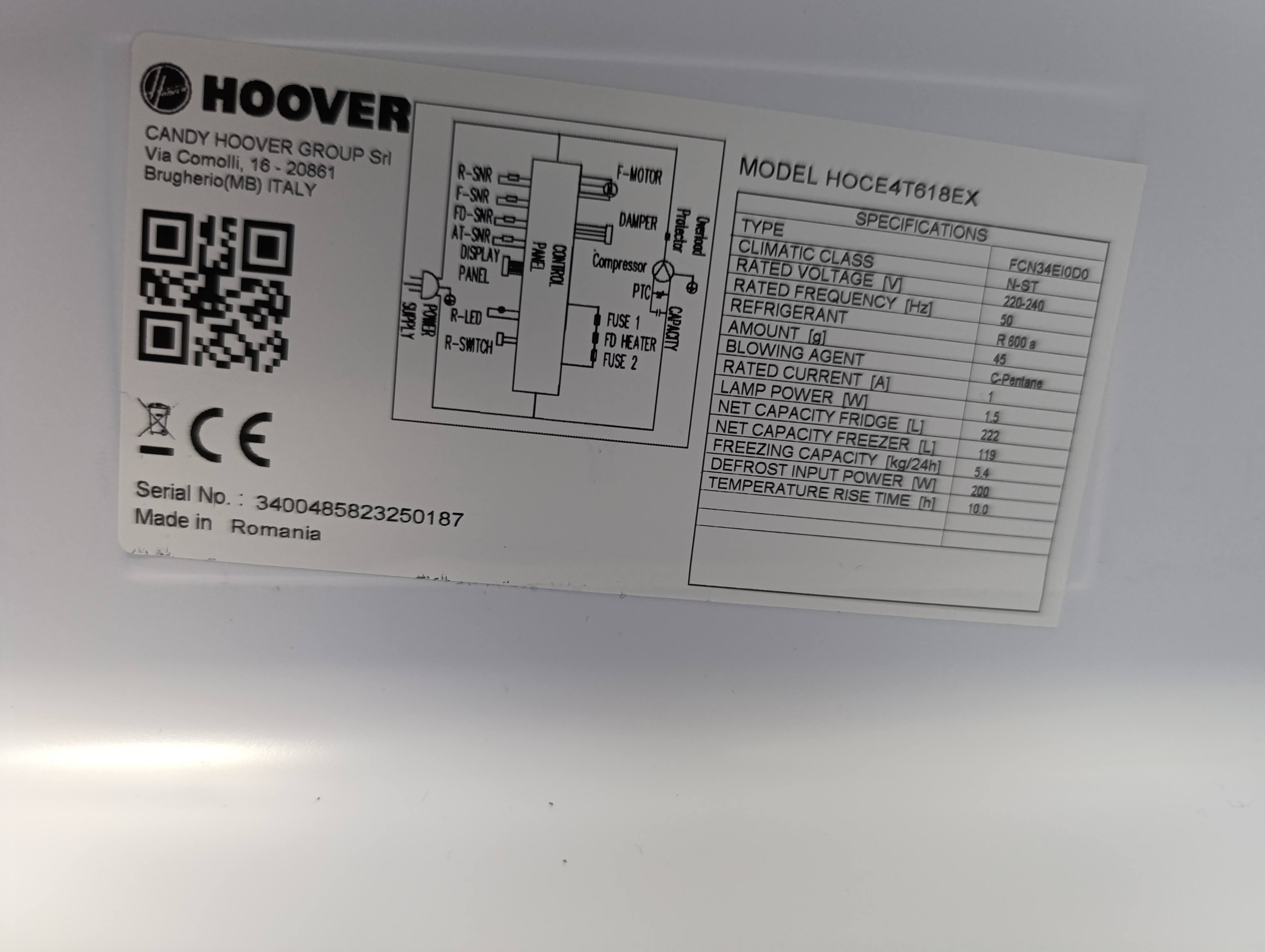 Frižider Hoover HOCE4T618EX (2) , 185 cm