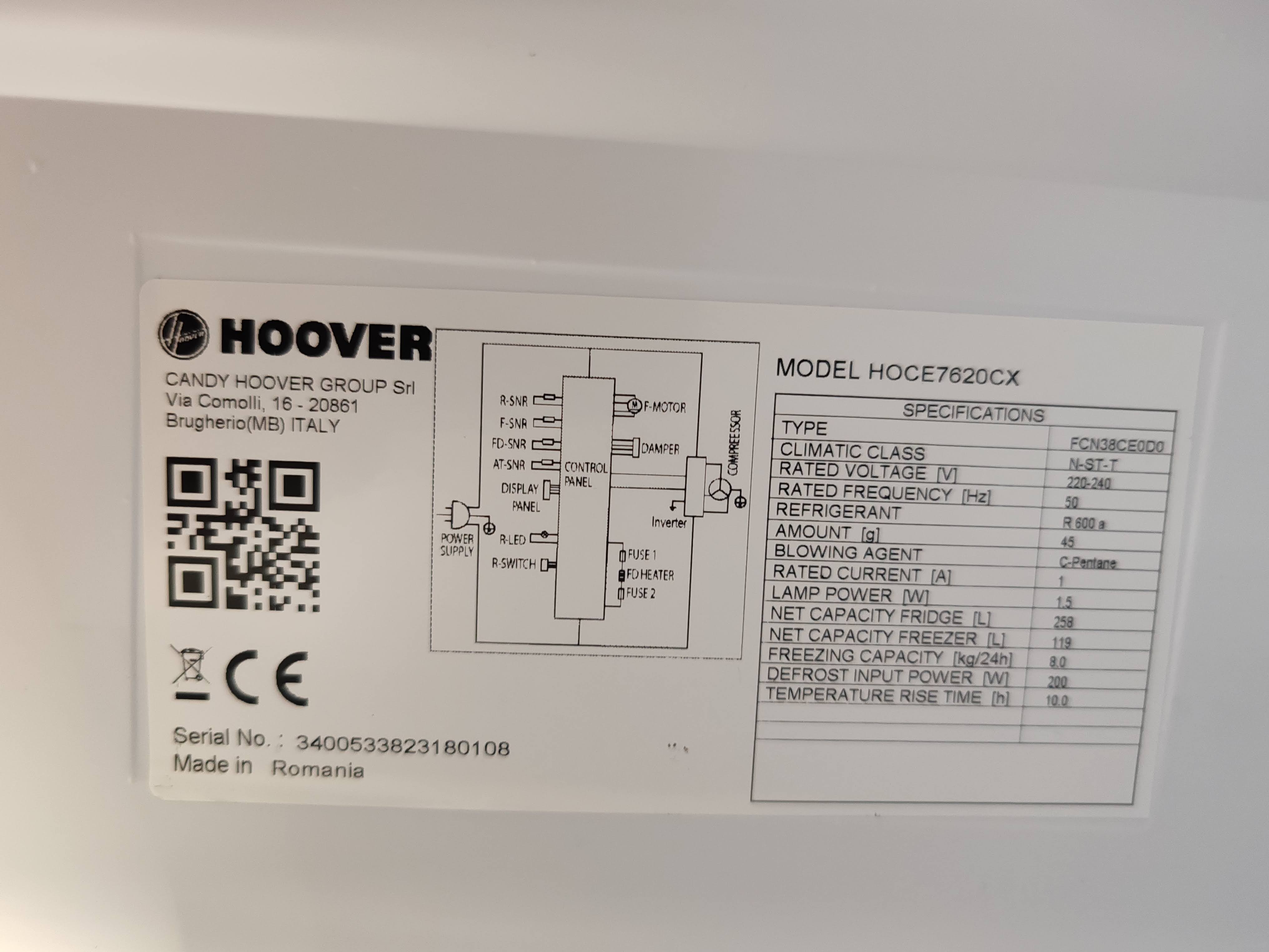 Frizider Hoover HOCE7620CX , 200 cm.