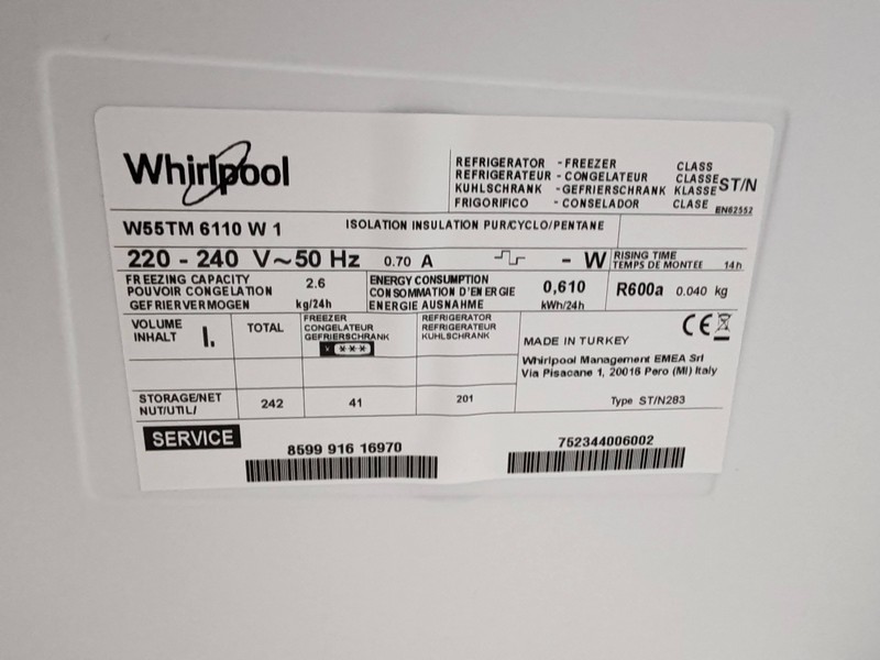 Frižider Whirlpool W55TM 6110 W 1, 160cm