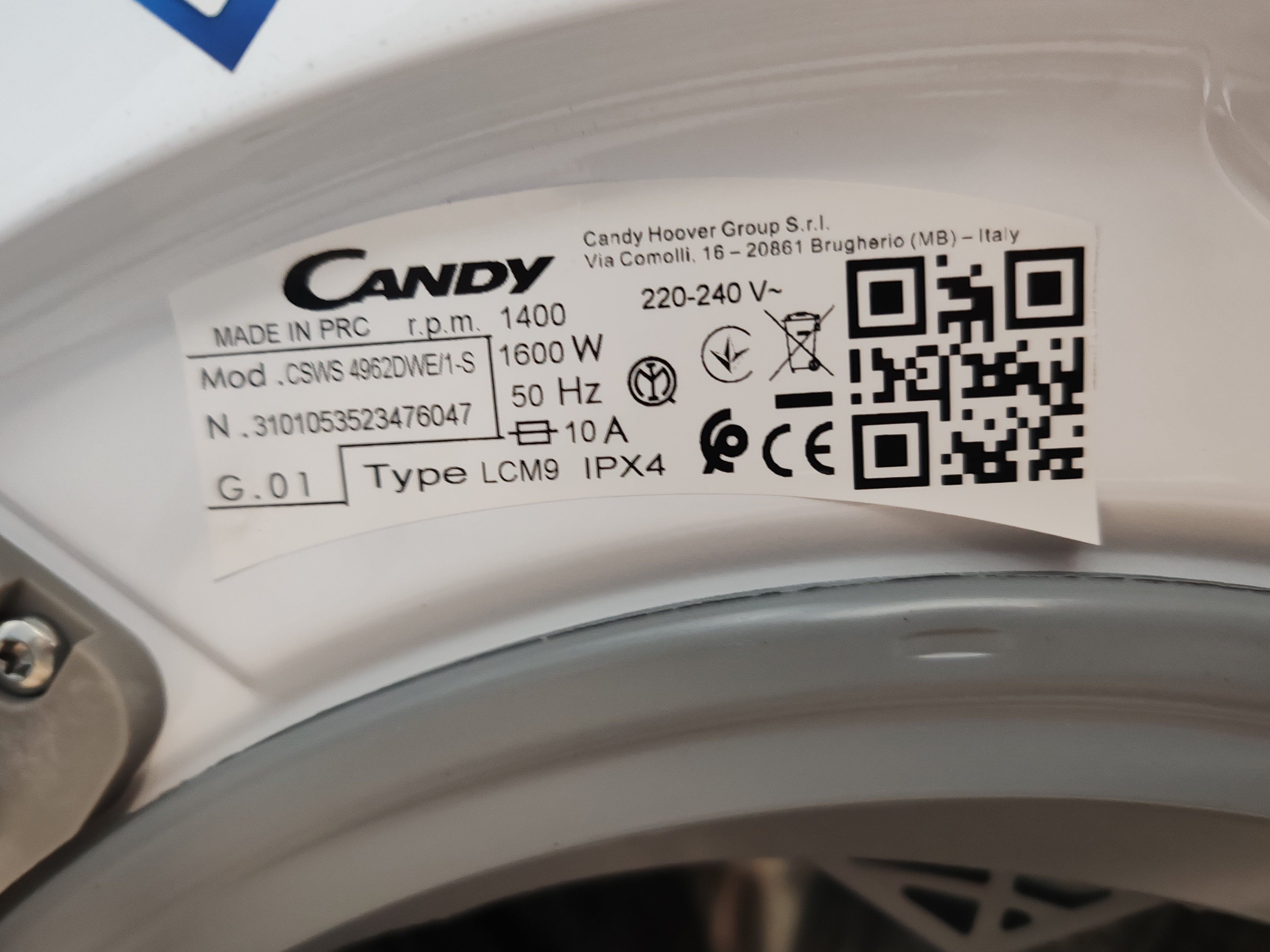 Mašina za pranje i sušenje Candy CSWS 4962DWE/1-S, 9+6 kg