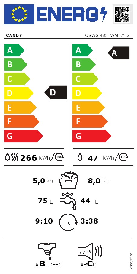 Mašina za pranje i sušenje veša Candy CSWS 485TWME/1-S, 8+5 kg