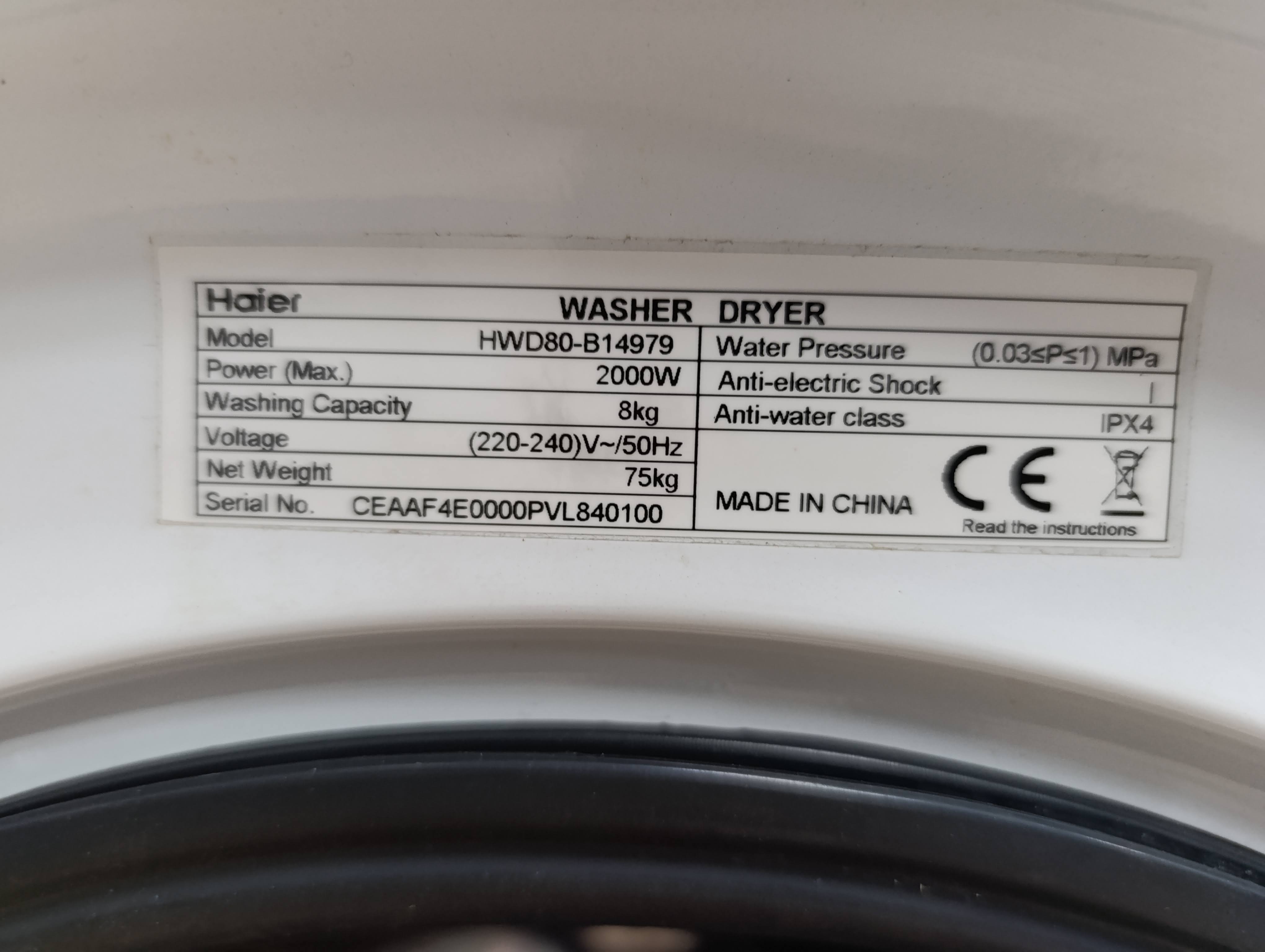 Mašina za pranje i sušenje veša Haier HWD80-B14979 (2)