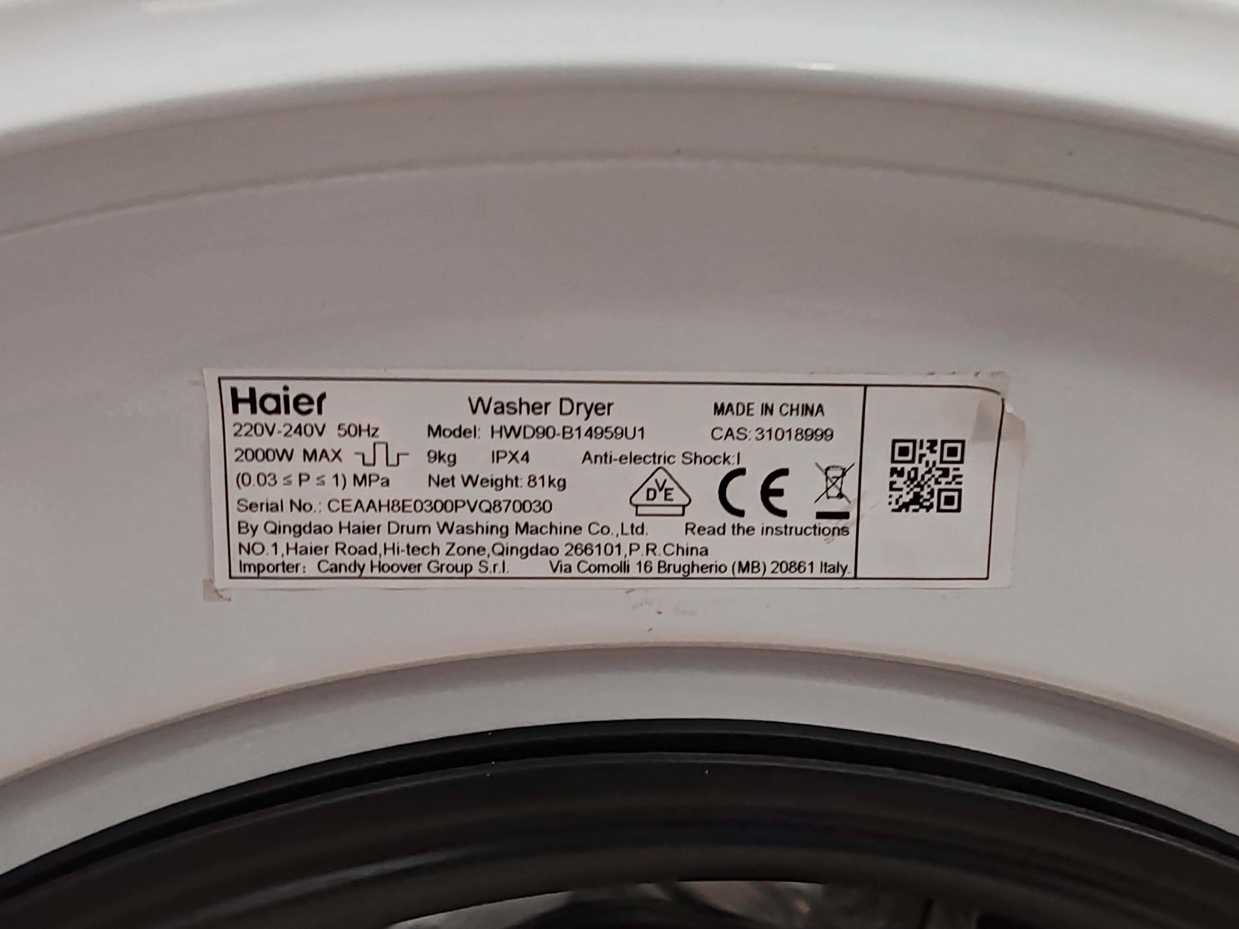 Mašina za pranje i sušenje veša Haier HWD90-B14959U1, 9+6 kg