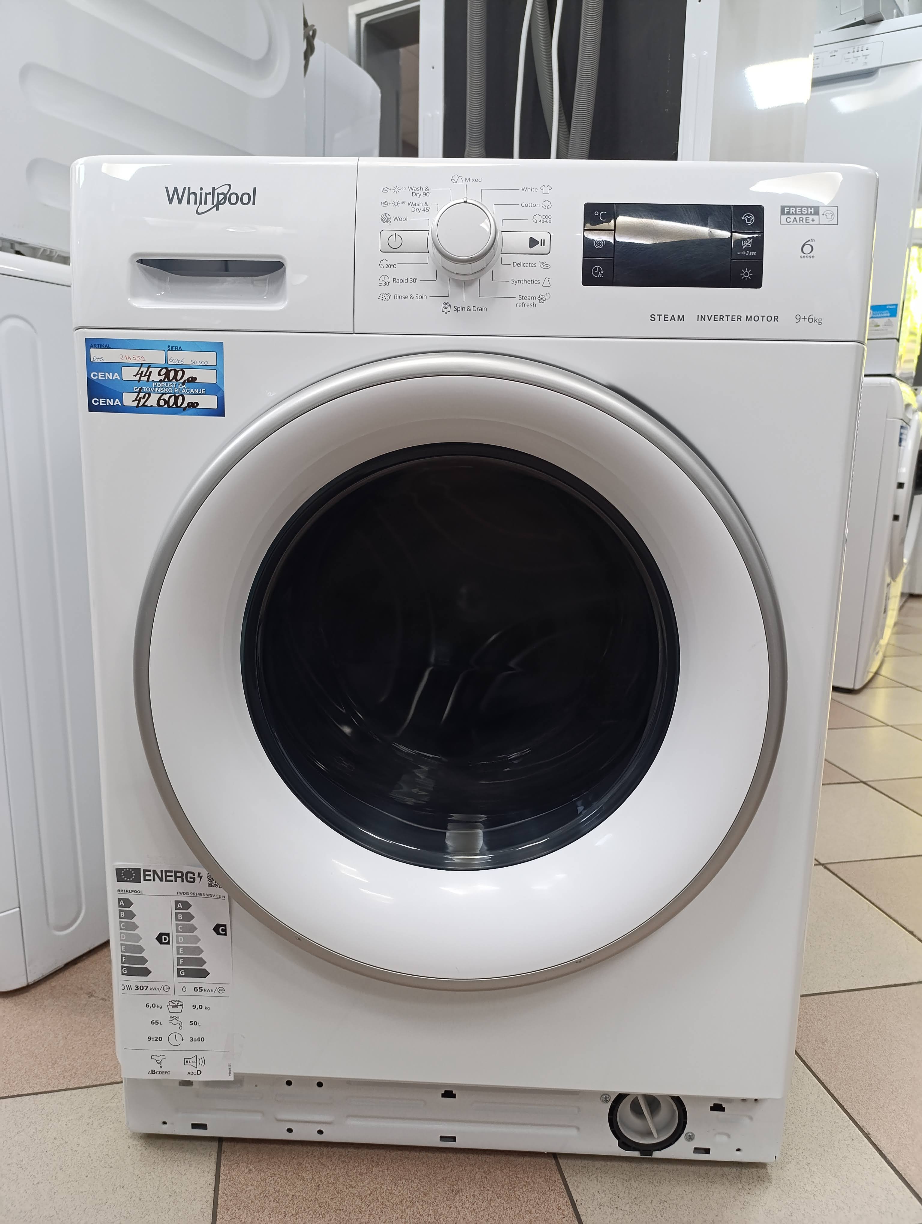 Mašina za pranje i sušenje Whirlpool FWDG 961483 WSV EE N, 9+6 kg