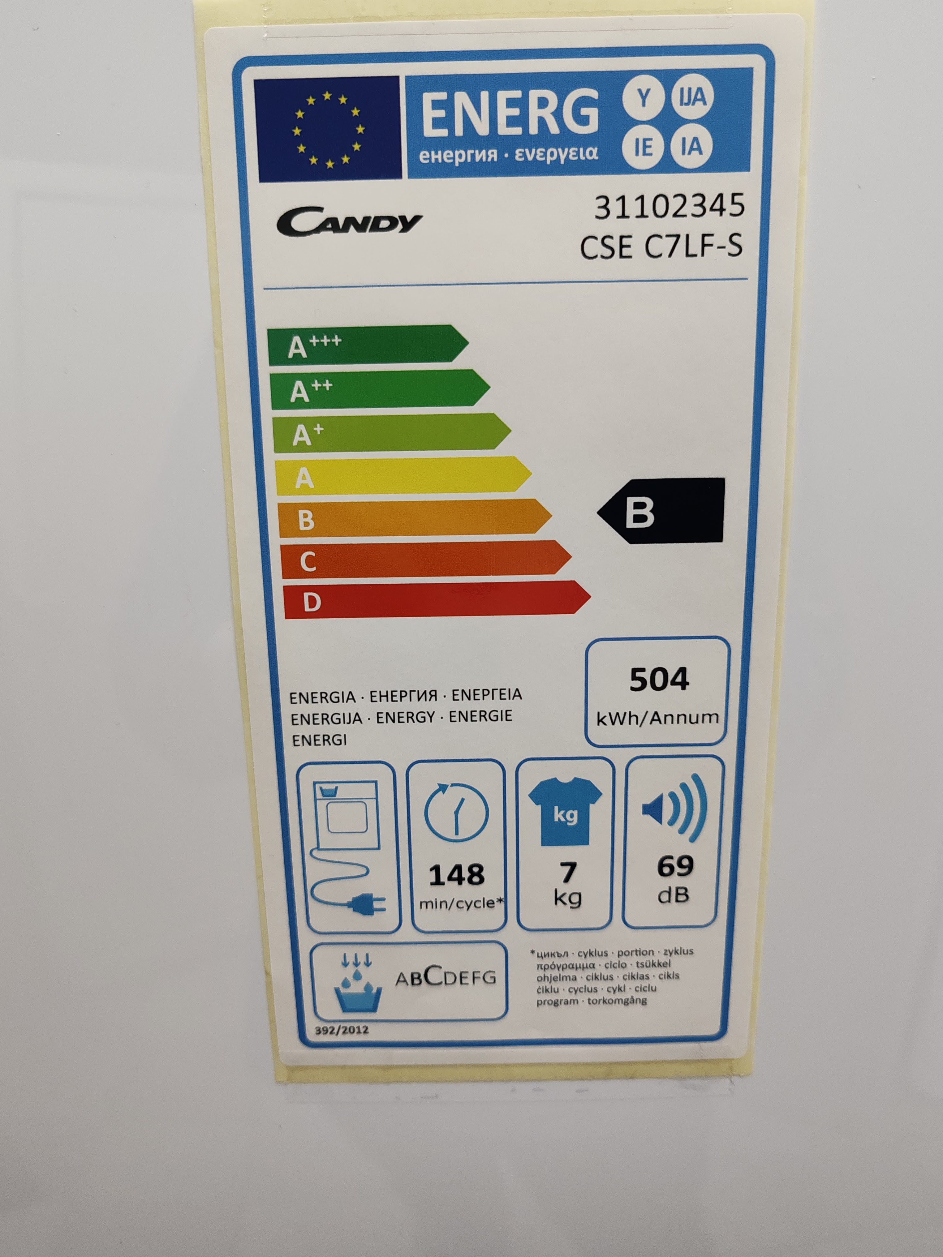 Mašina za sušenje veša Candy CSE C7LF-S , 7 kg