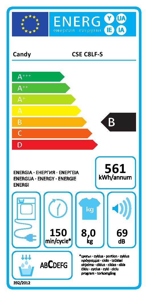 Mašina za sušenje veša Candy CSE C8LF-S (2) , 8kg