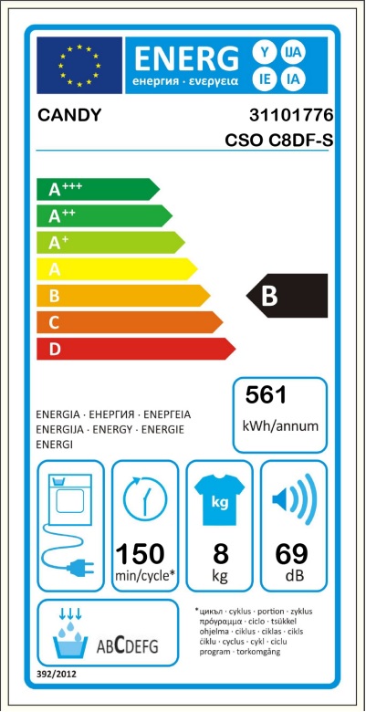 Mašina za sušenje veša Candy CSO C8DF-S (2), 8kg