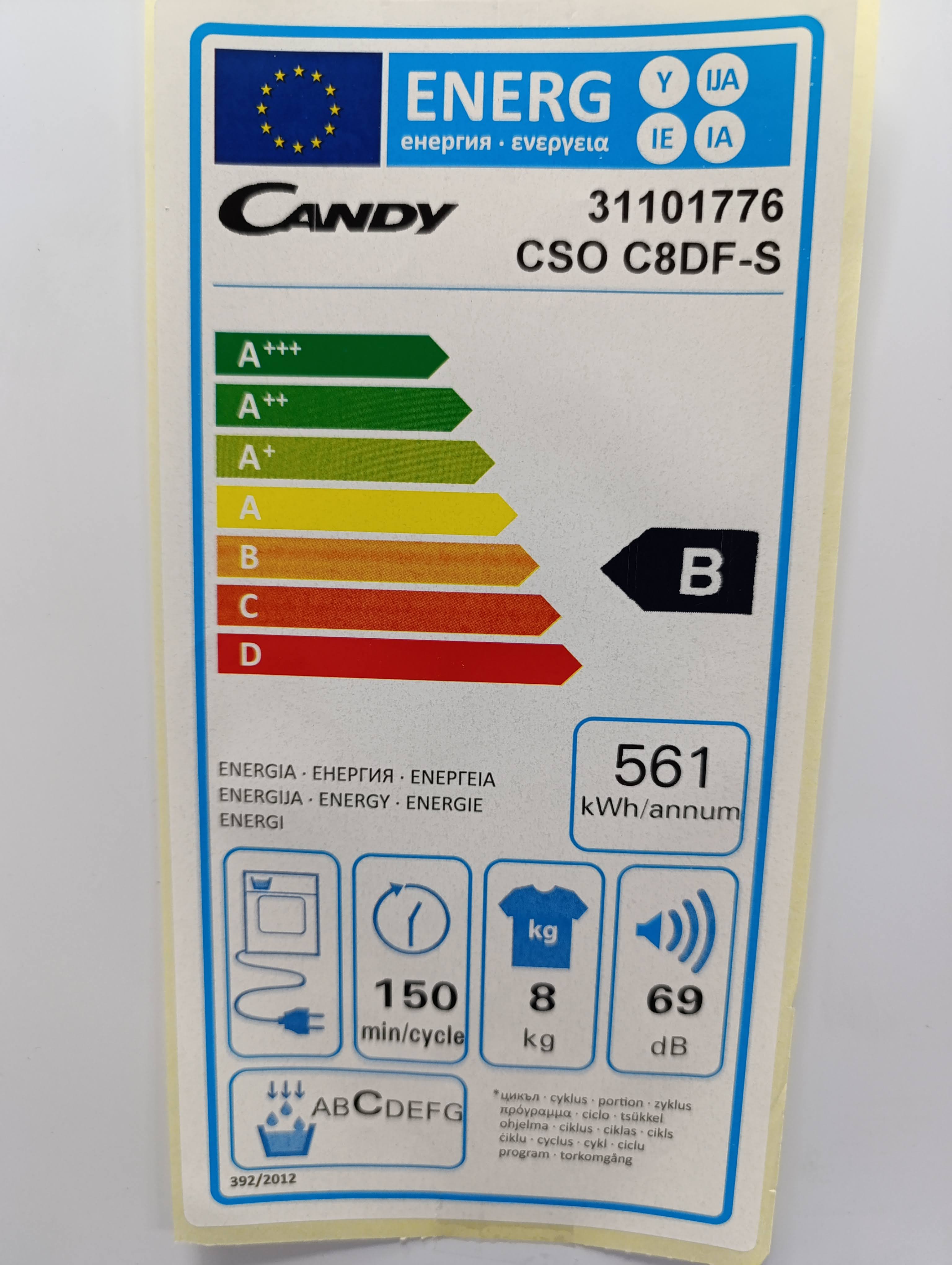 Mašina za sušenje veša Candy CSO C8DF-S, 8kg