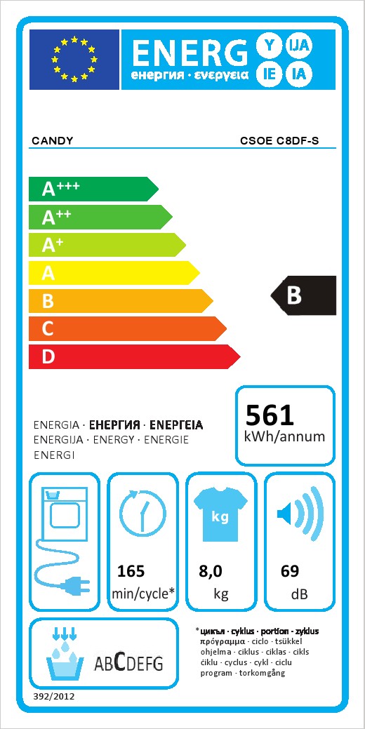 Mašina za sušenje veša Candy CSOE C8DF-S , 8 kg