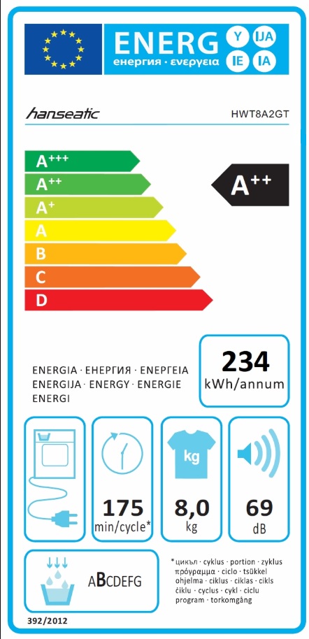 Mašina za sušenje veša Hanseatic HWT8A2GT, 8 kg