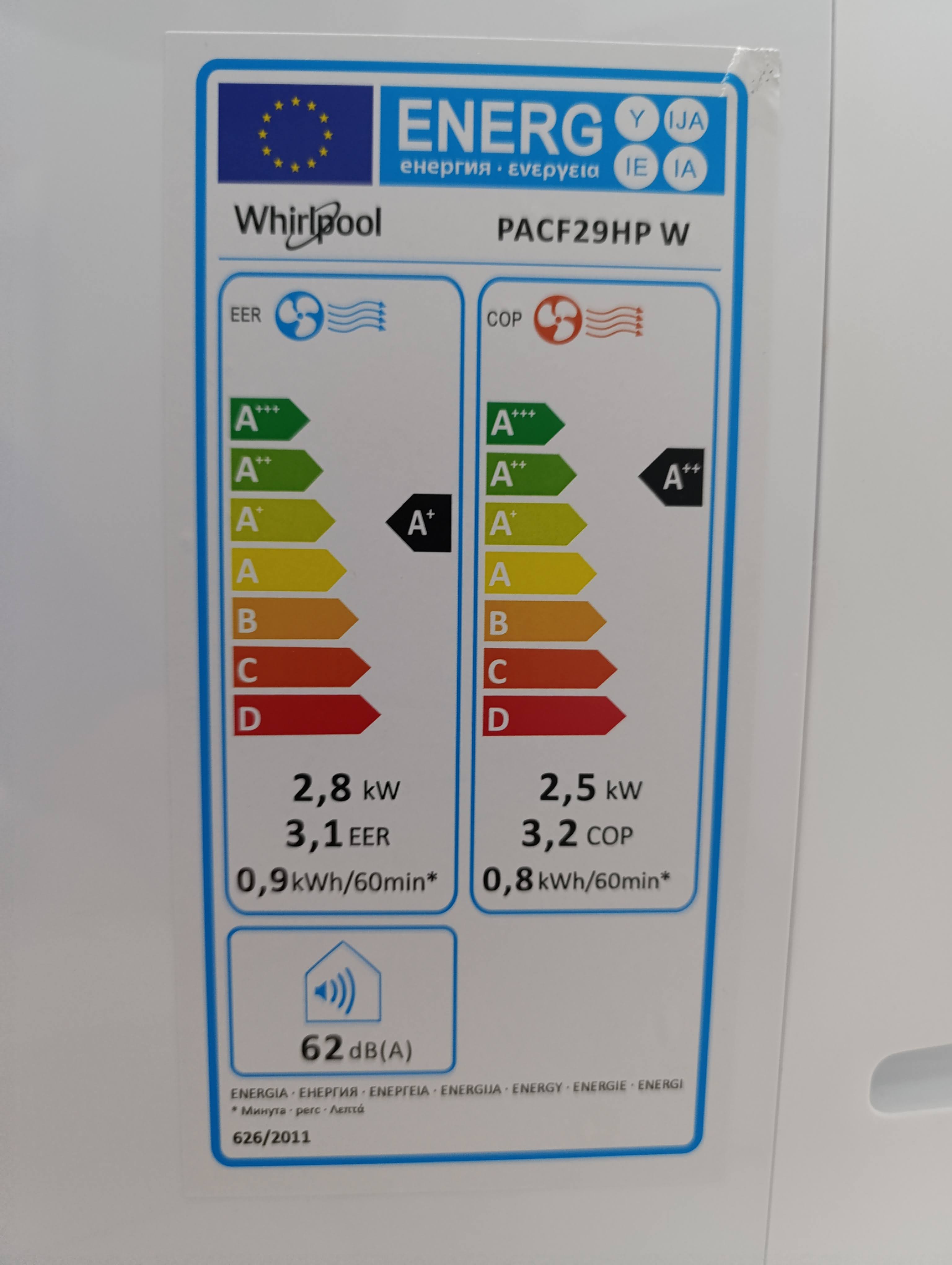 Pokretna klima Whirlpool PACF29HP W, 9000 btu