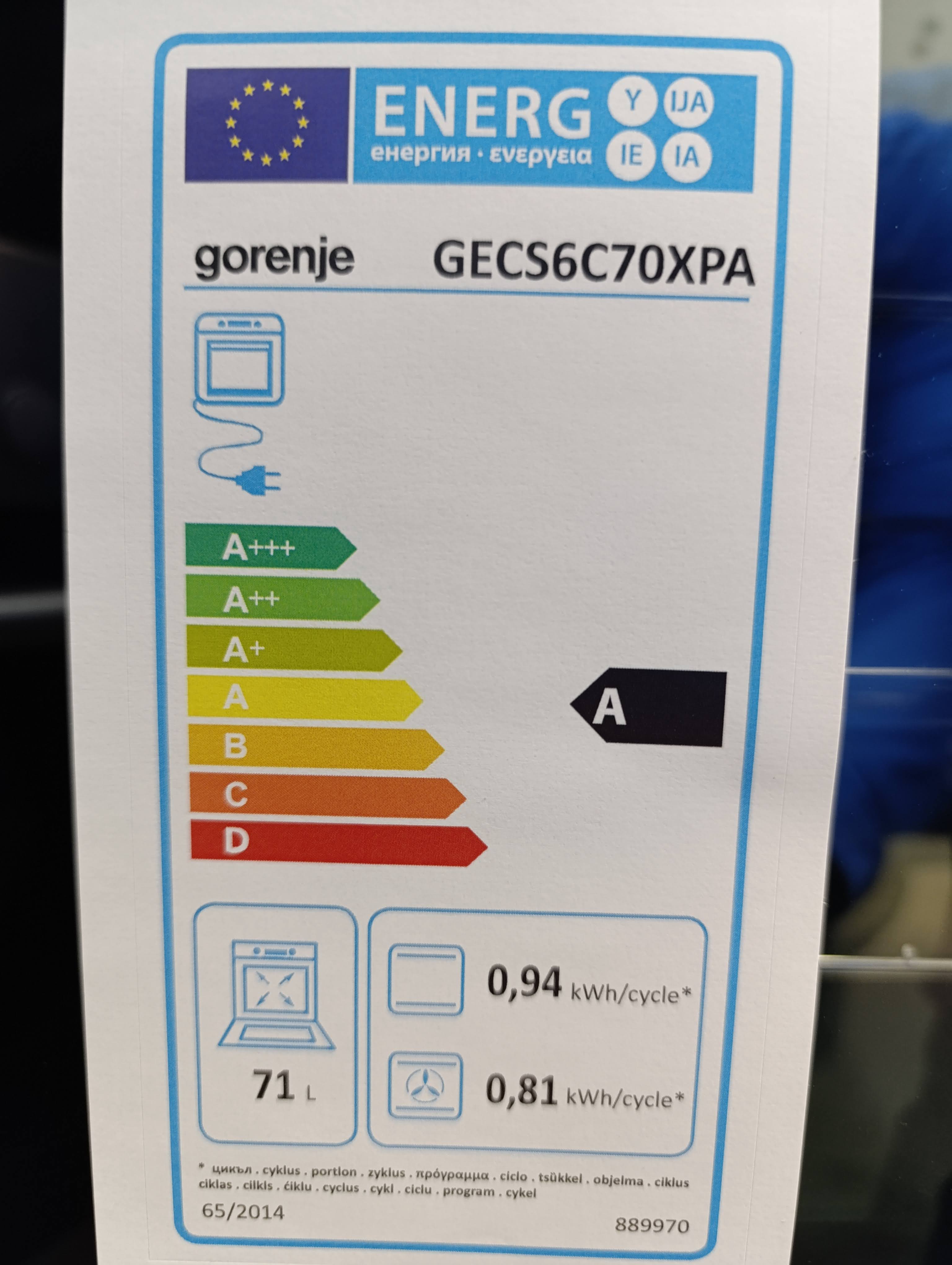 Šporet Gorenje GECS6C70XPA , 71 litara