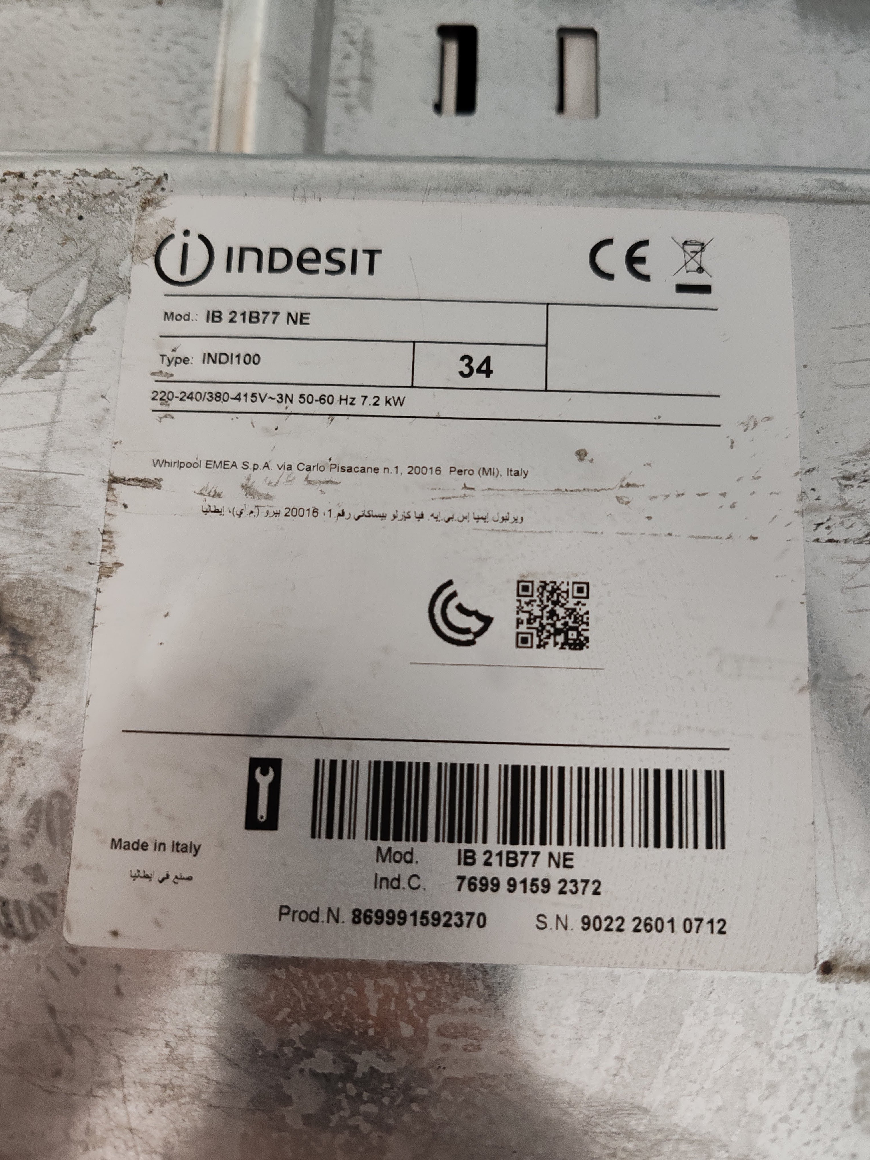 Ugradna Ploca Indesit IB 21B77 NE , 77cm.