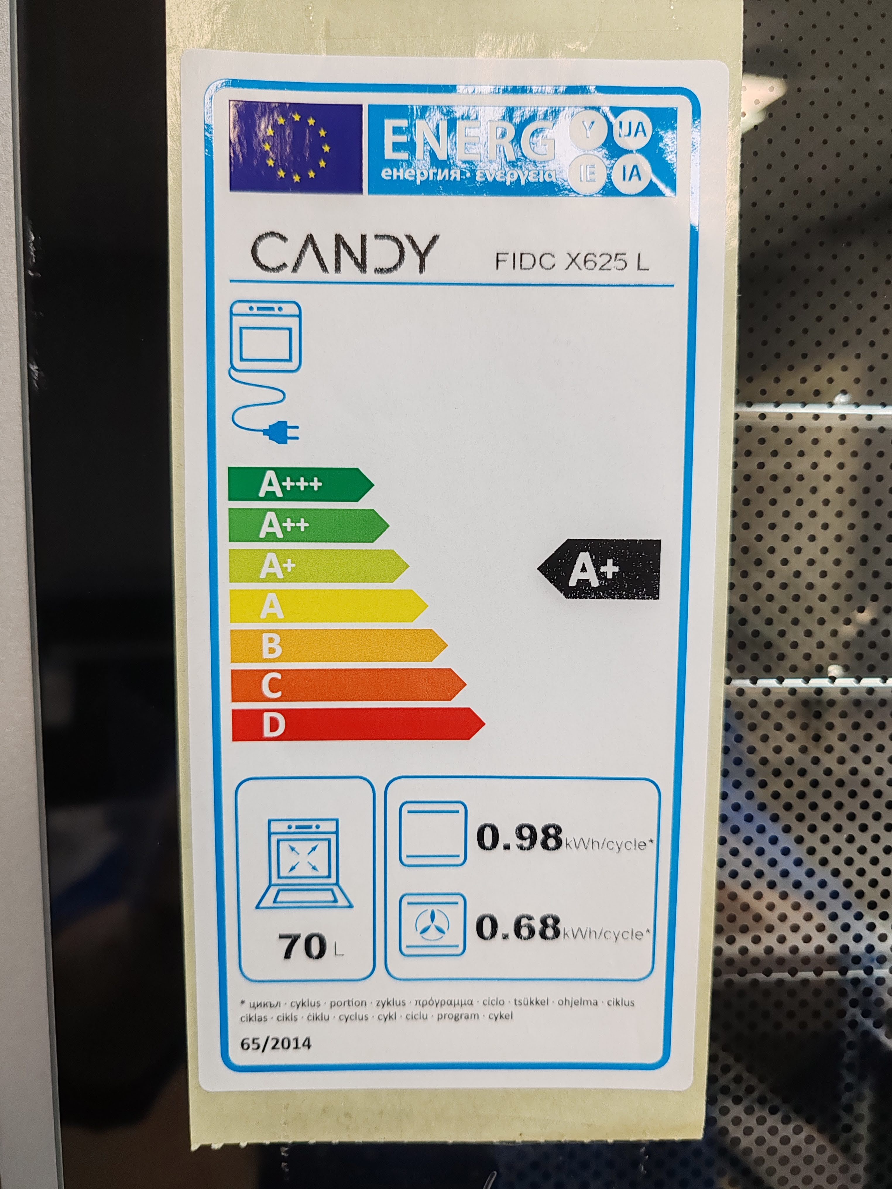 Ugradna Rerna Candy FIDC X625 L , 70L