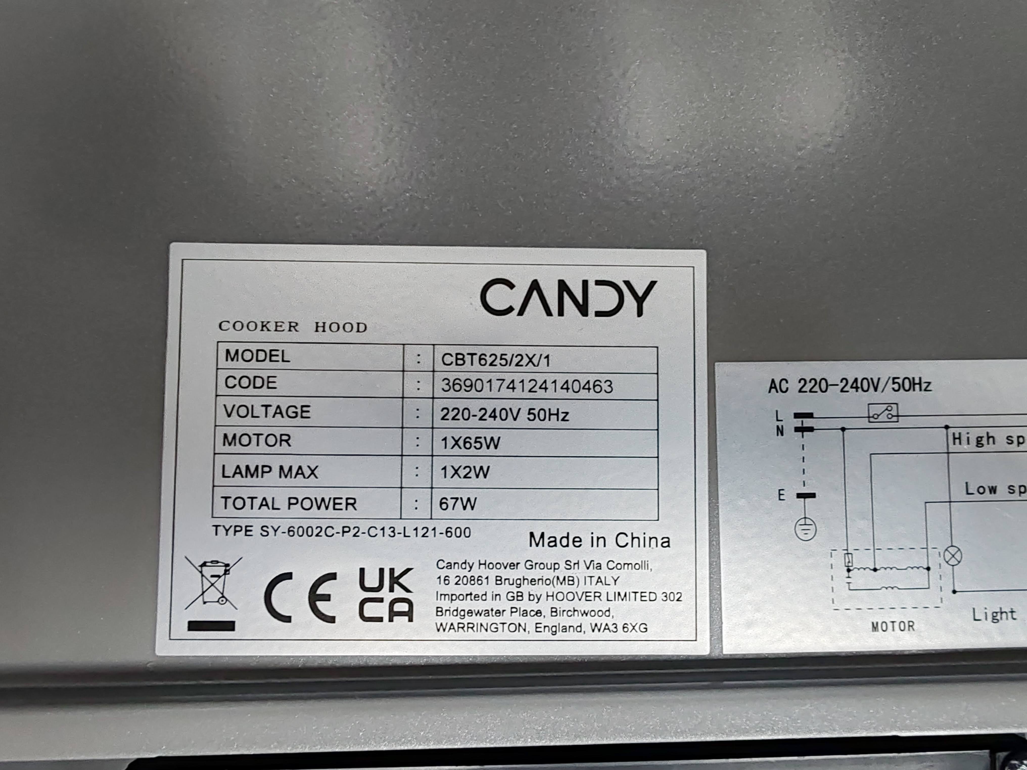 Ugradni Aspirator Candy CBT625/2X/1