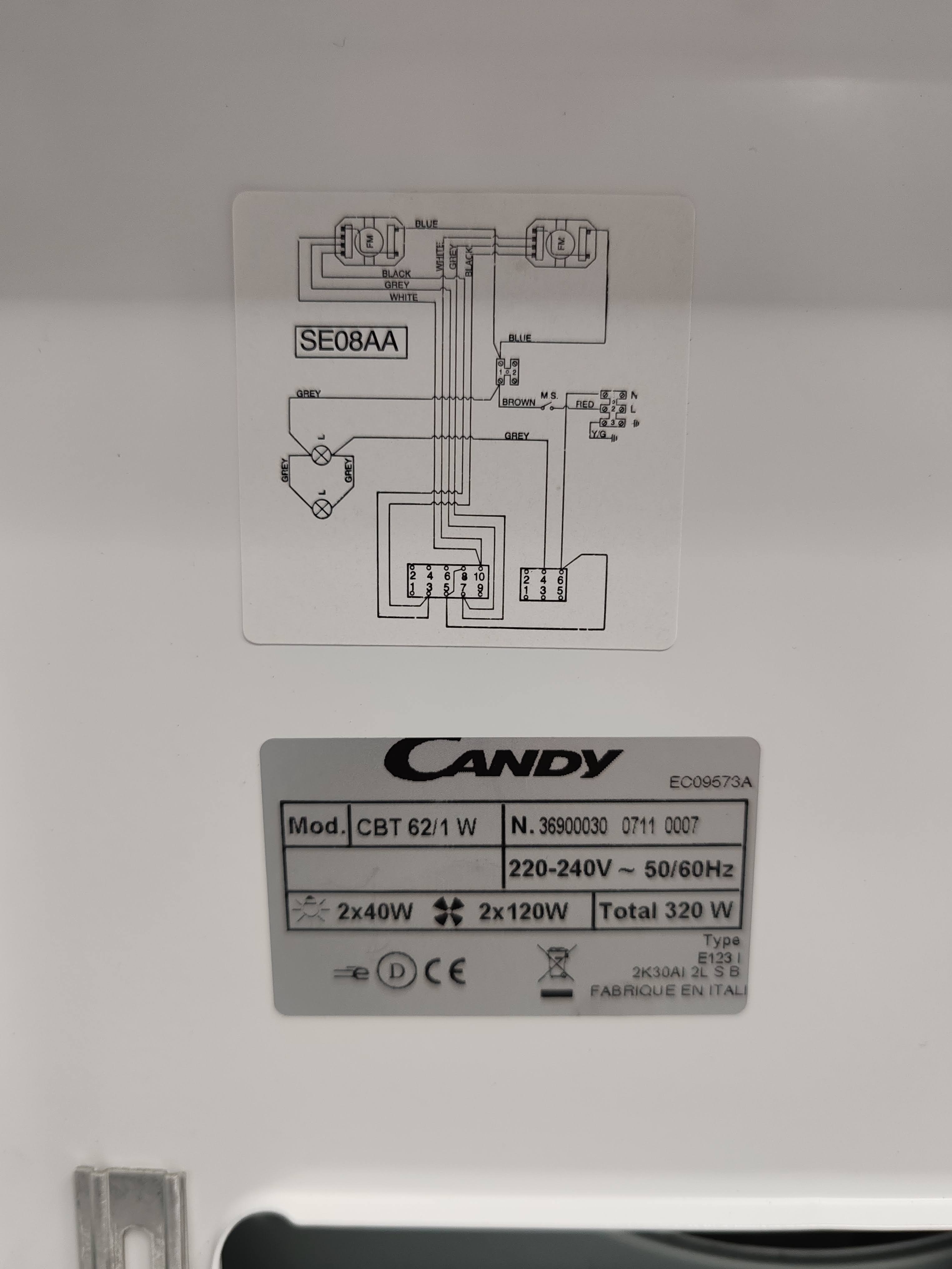 Ugradni Aspiratot Candy CBT 62 / 1 W , 60 cm.