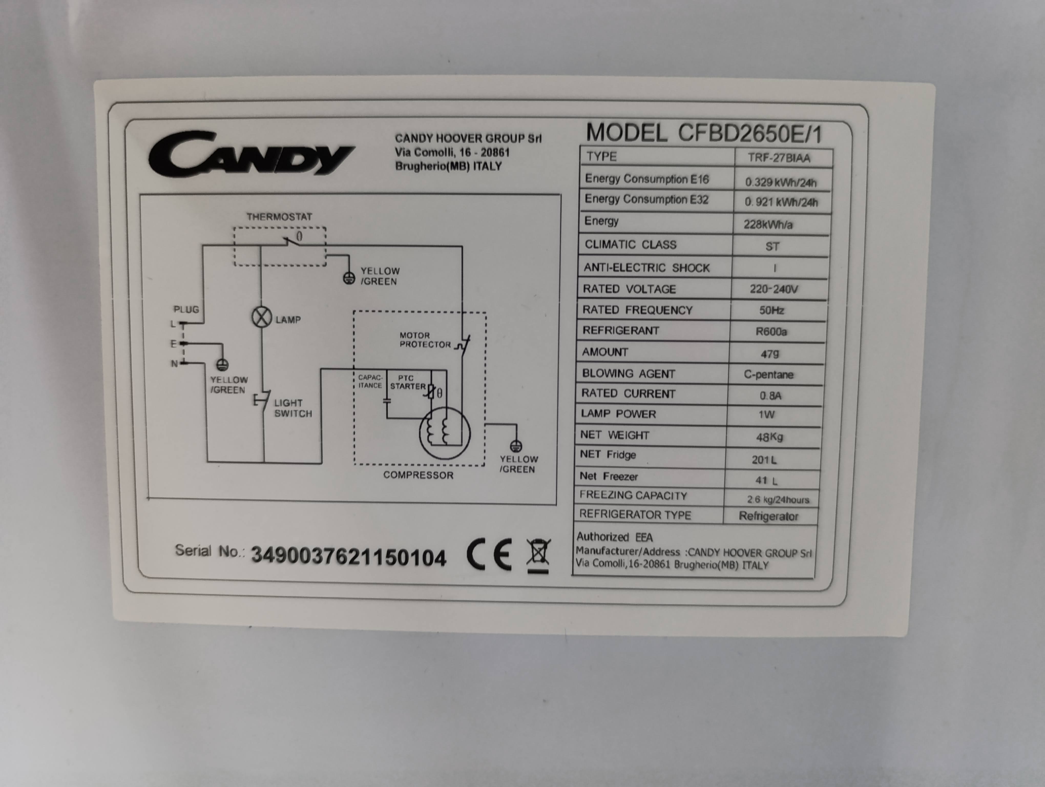 Ugradni frižider Candy CFBD 2650E/1 , 158 cm