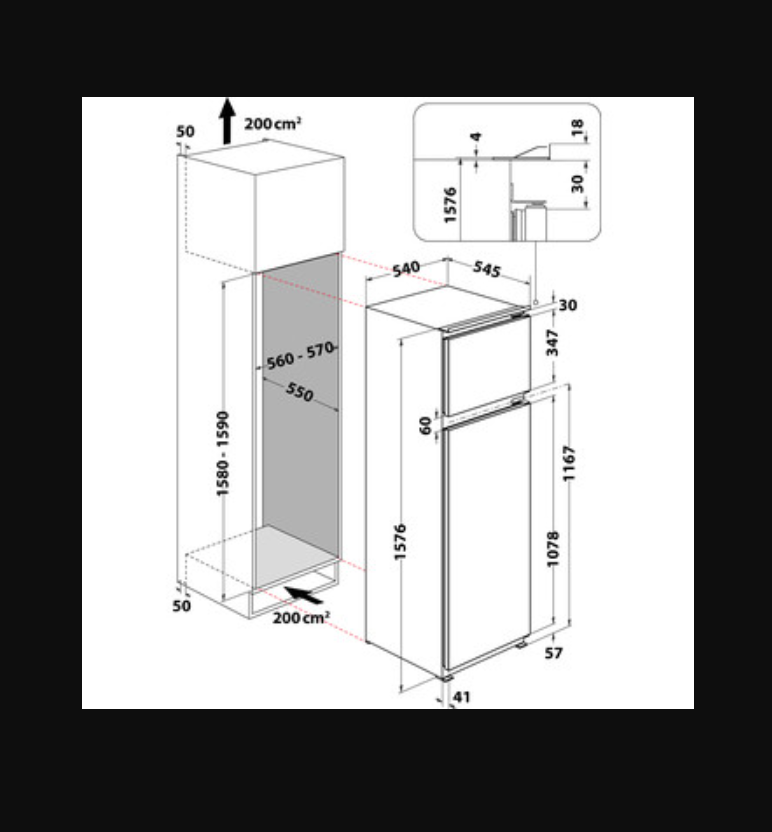 Ugradni Frižider Indesit T 16 A1 D/I , 158cm