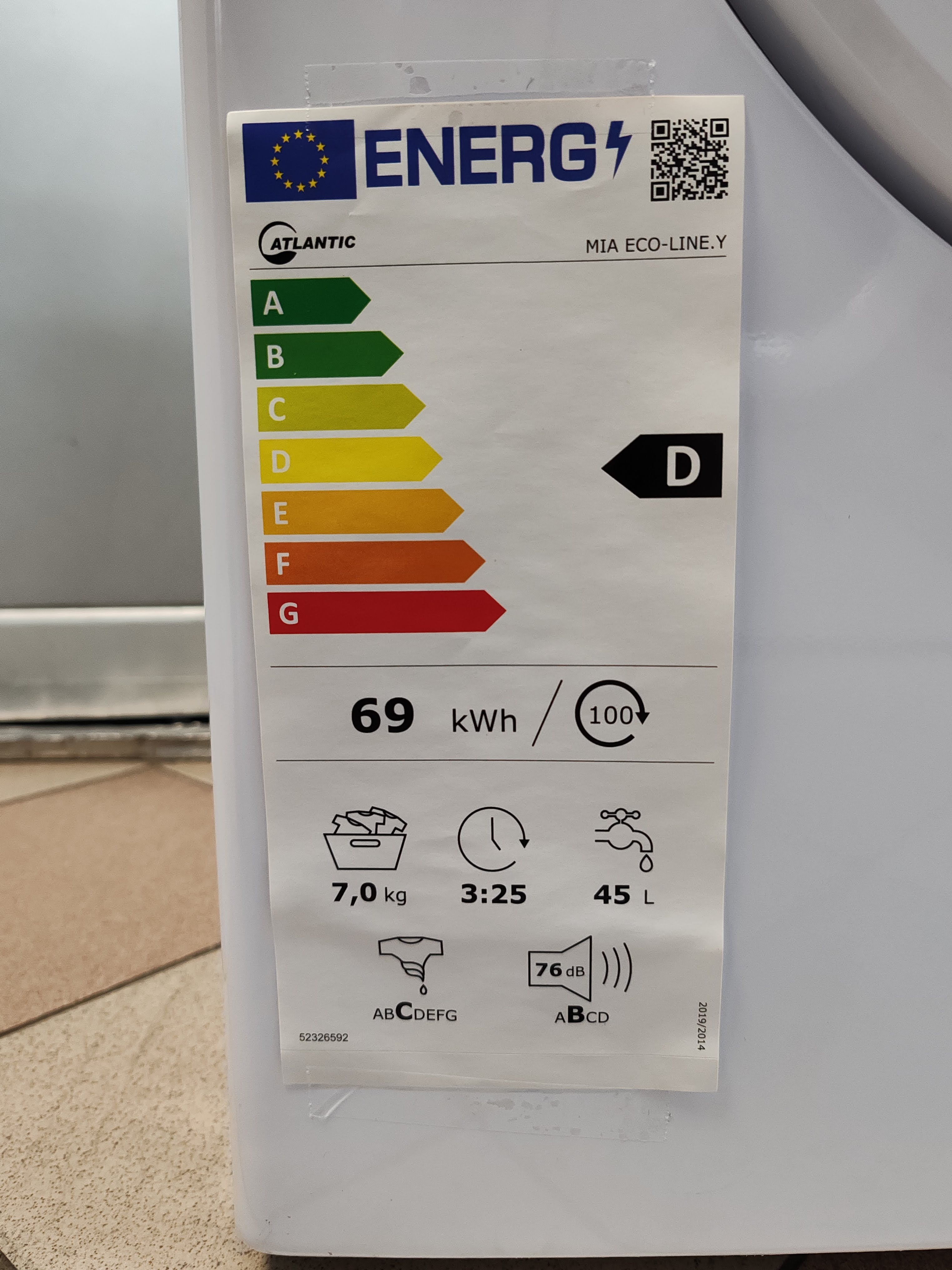 Veš mašina Atlantic MIA ECO-LINE.Y , 7 kg