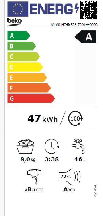 Veš mašina Beko WLM81434NPSA , 8 kg.