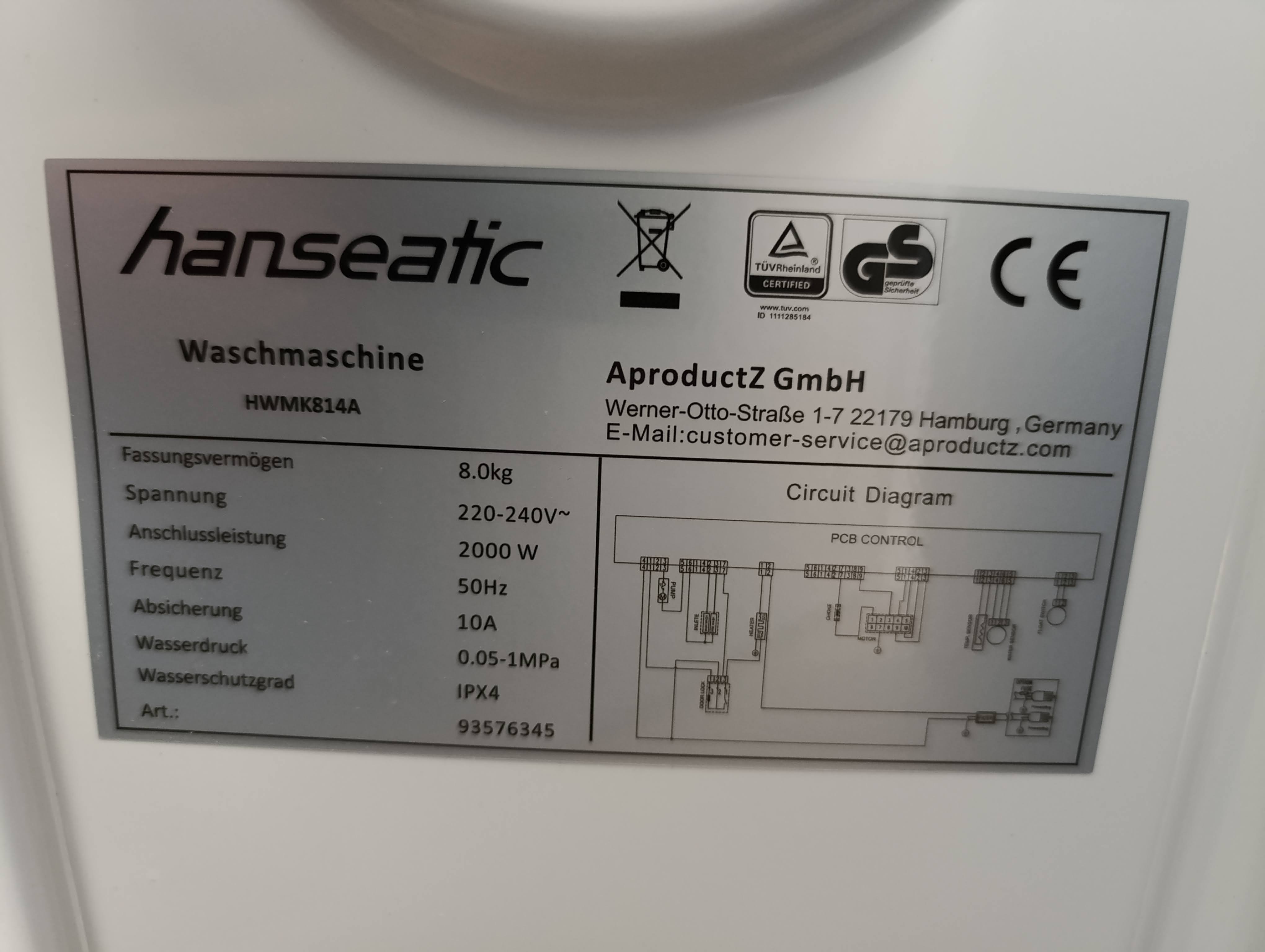 Veš mašina Hanseatic HWMK814A , 8kg