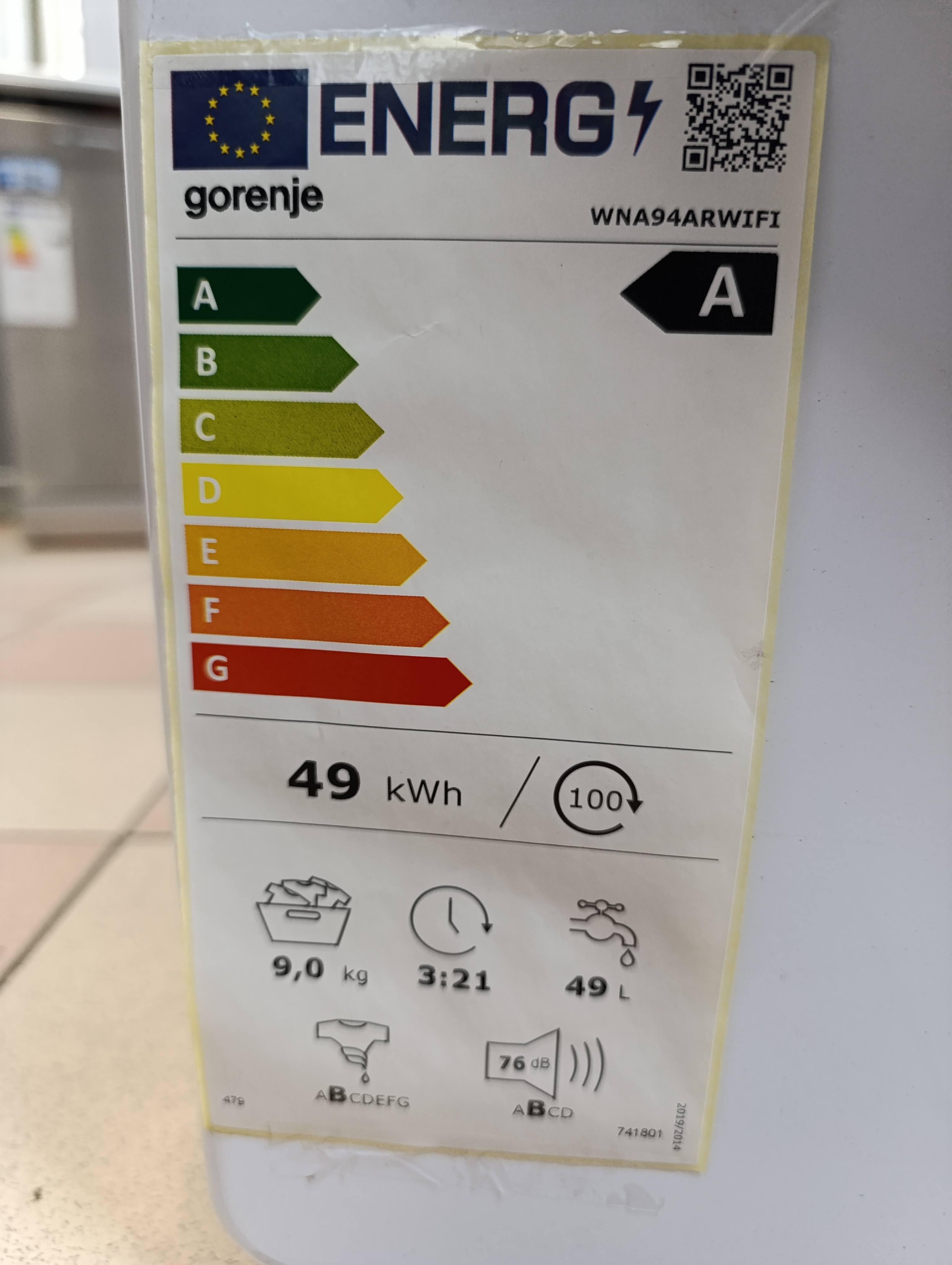 Veš mašina  NOVA Gorenje WNA94ARWIFI , 9 kg.