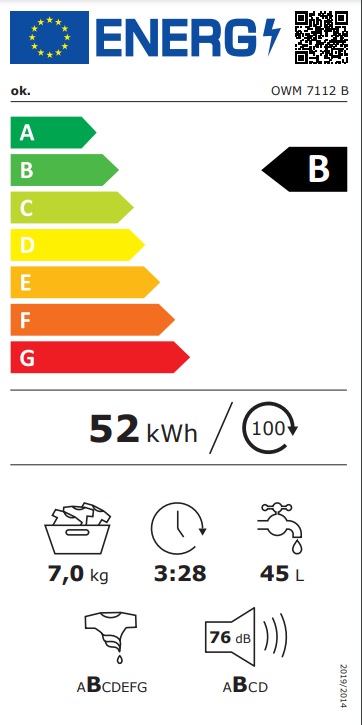 Veš mašina OK. 7112 B , 7 kg