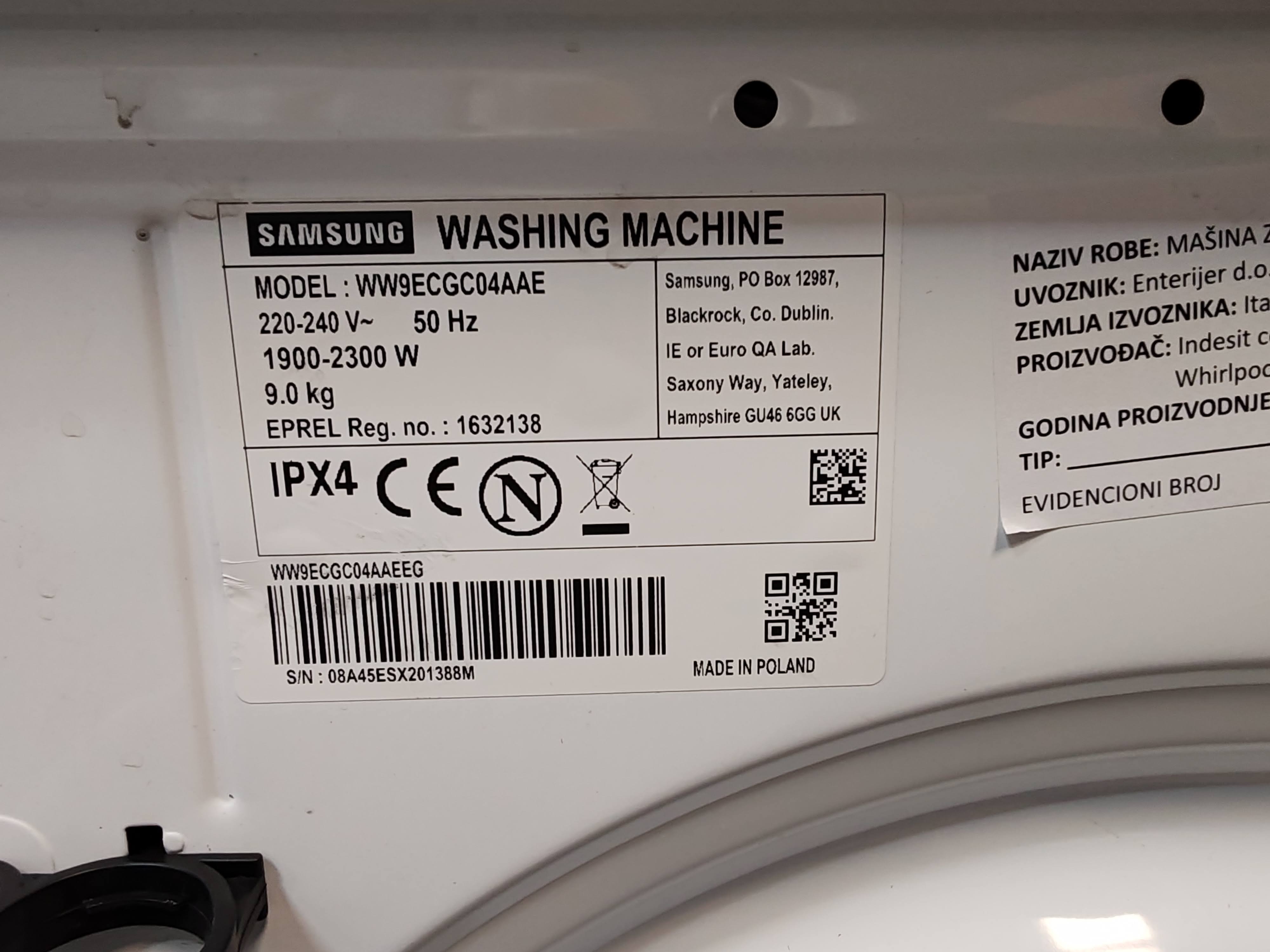 Veš mašina Samsung WW9ECGC04AAE , 9kg