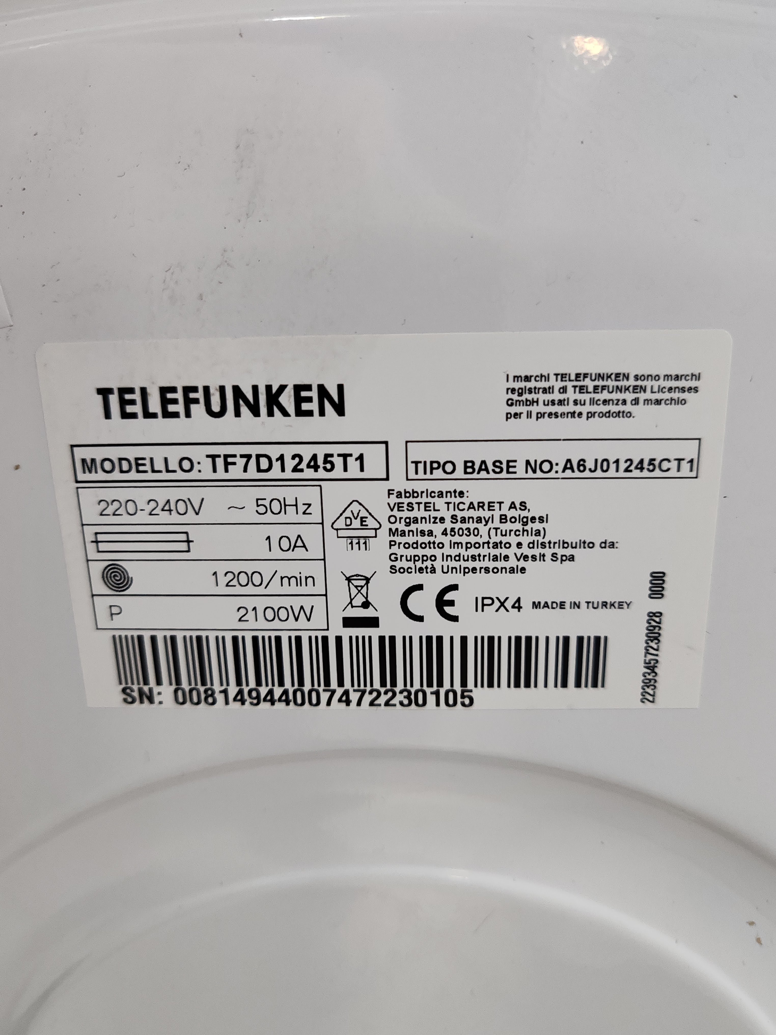 Veš mašina Telefunken TF7D1245T1 , 7kg.