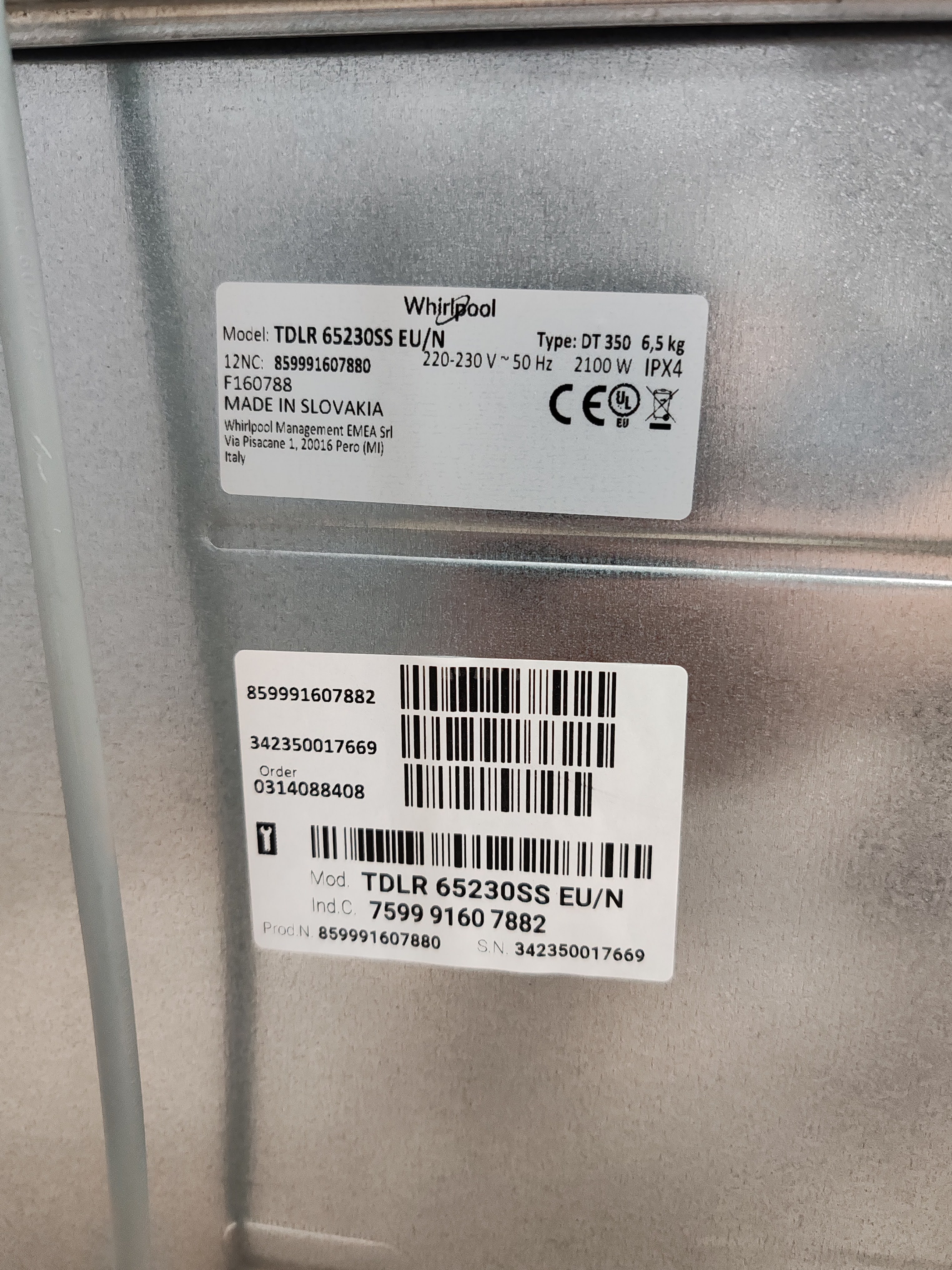 Veš mašina Whirlpool TDLR 65230 SS EU/N, 6.5 kg