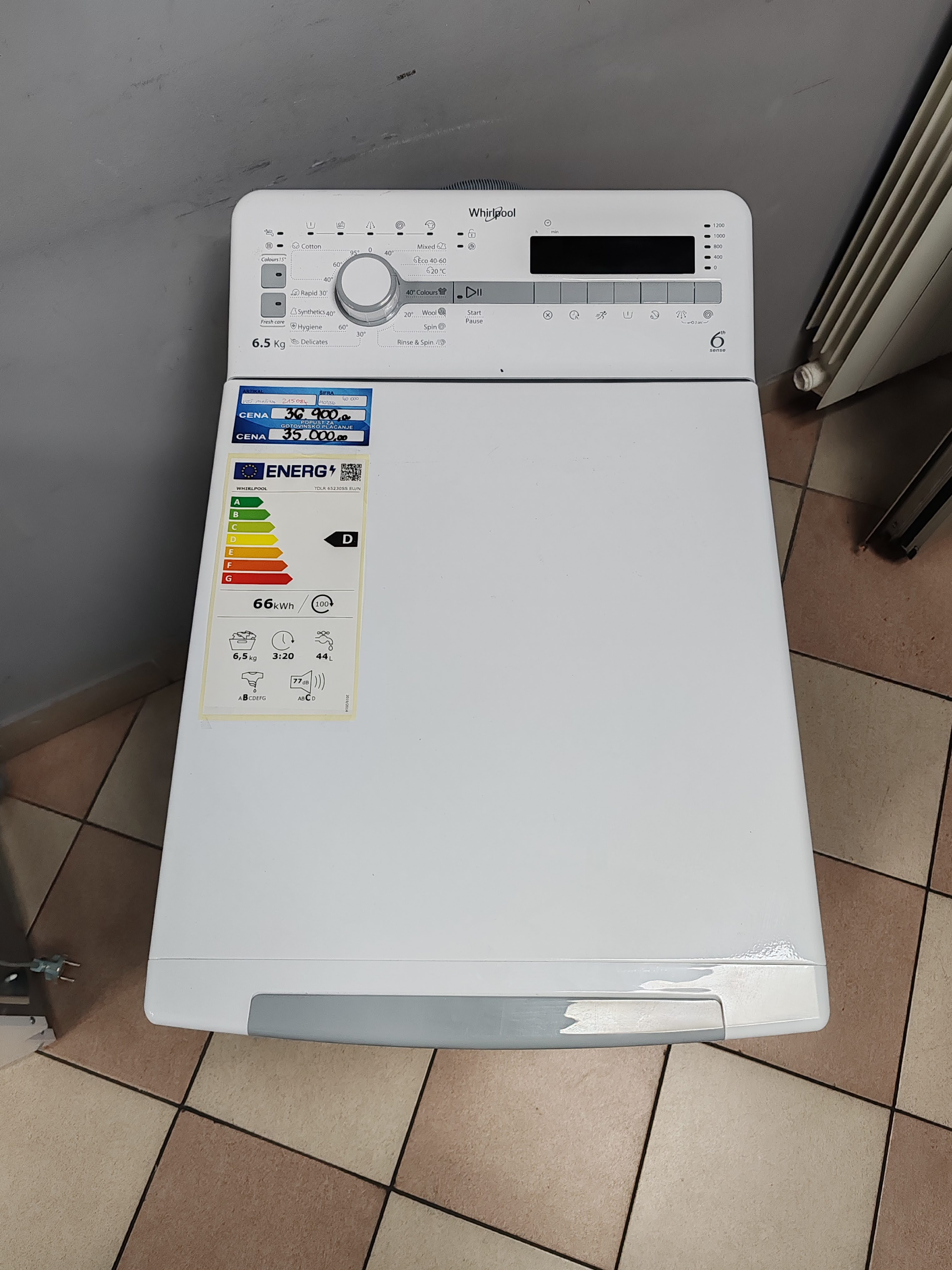 Veš mašina Whirlpool TDLR 65230 SS EU/N, 6.5 kg