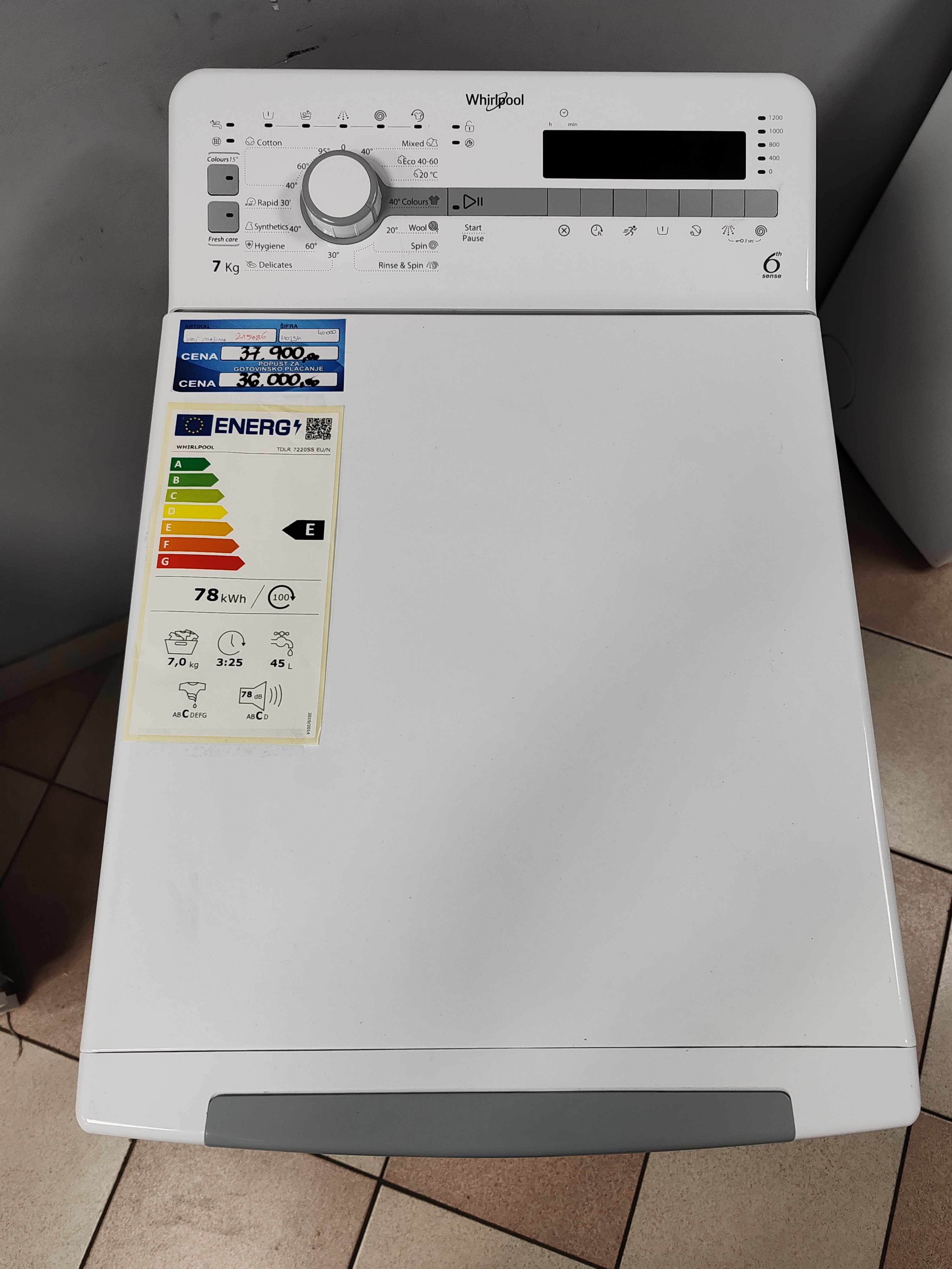 Veš mašina Whirlpool TDLR 7220SS EU/N (2) , 7 kg