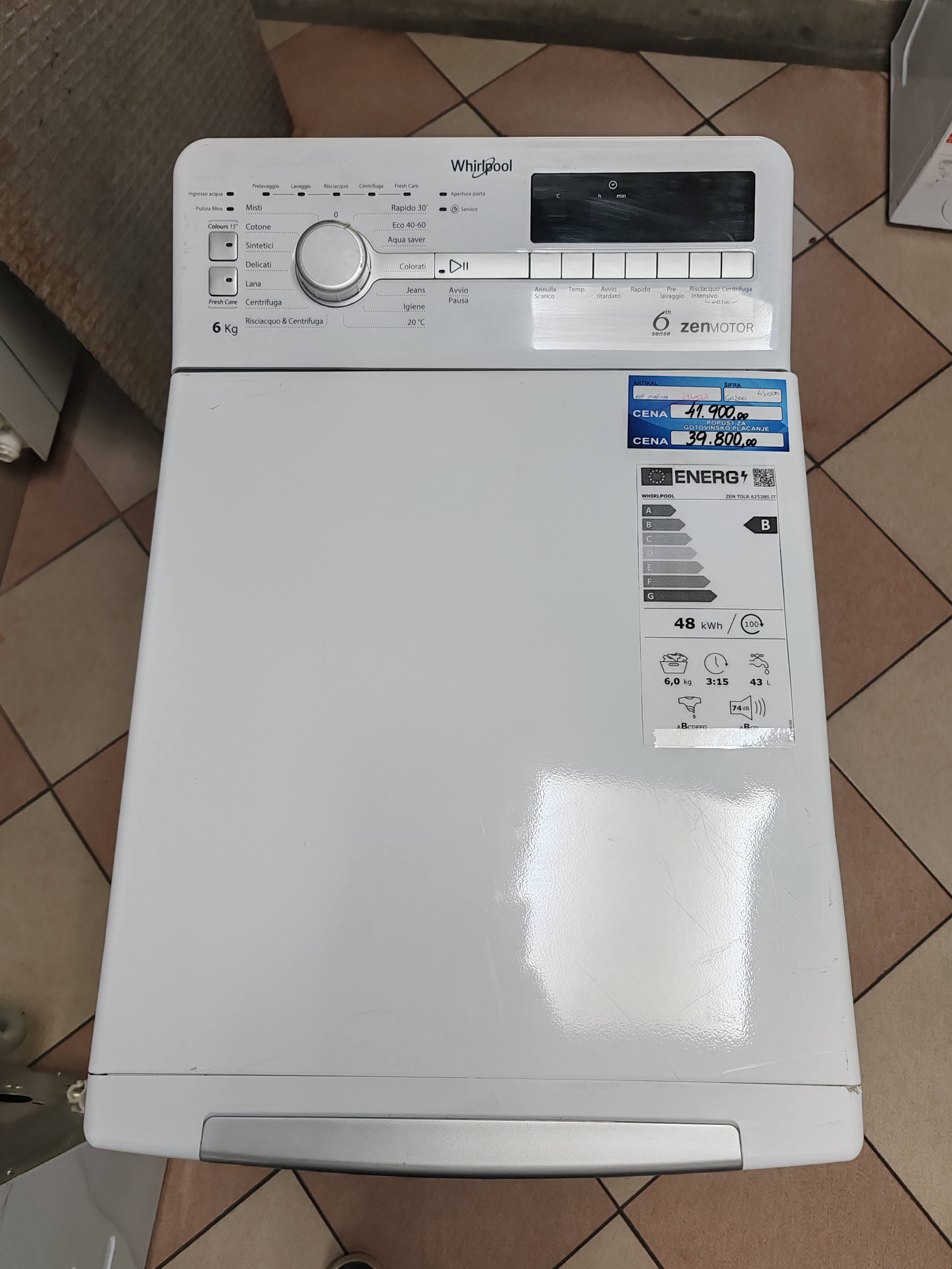 Veš mašina Whirlpool ZEN TDLR 6252BS IT N (2) , 6 kg