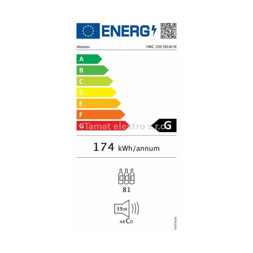 Vitrina za vino Hoover HWC 200 EELW/N, 81 boca