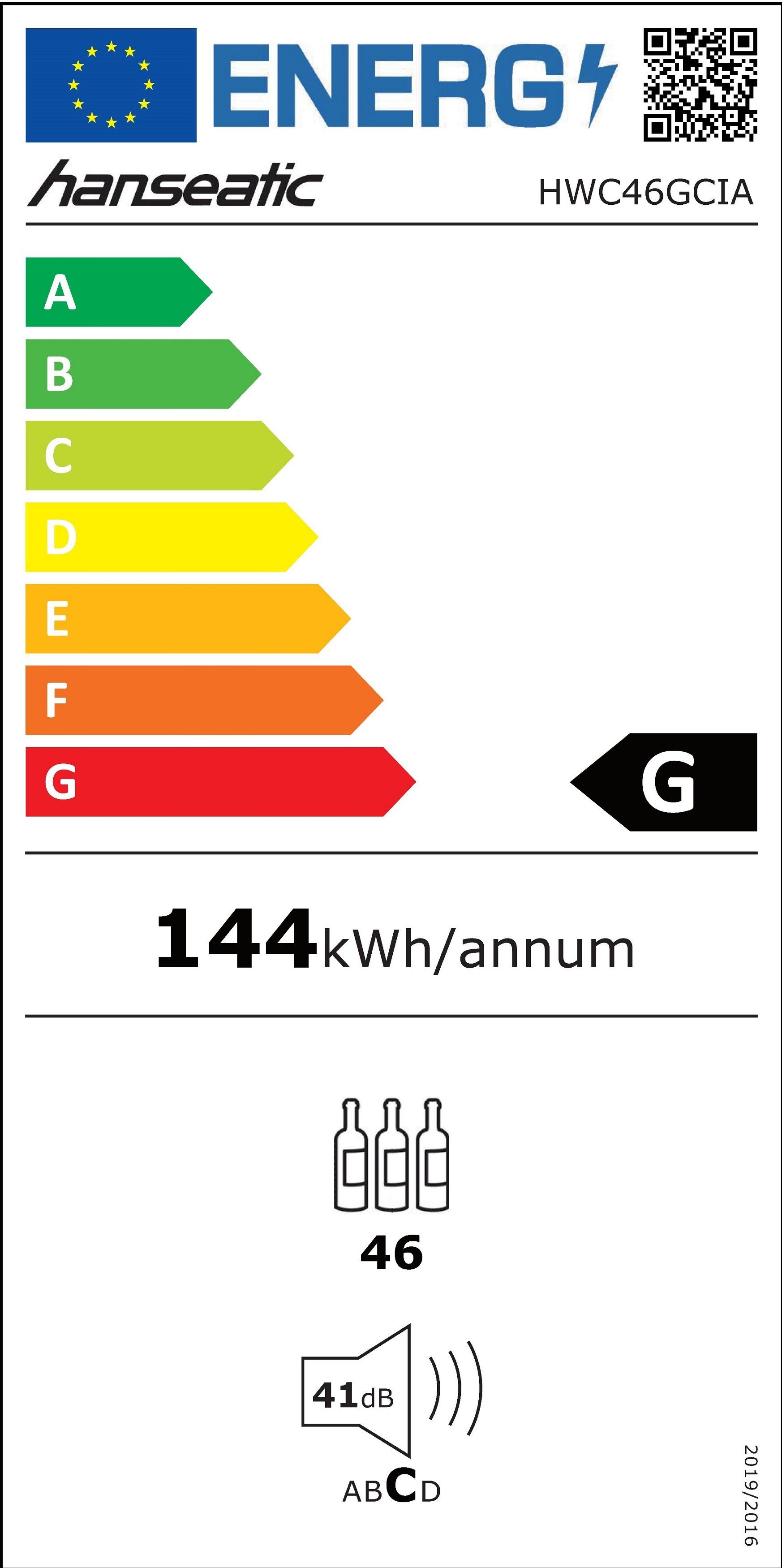 Vitrina za Vino Hanseatic HWC46GCIA , 46 boca 